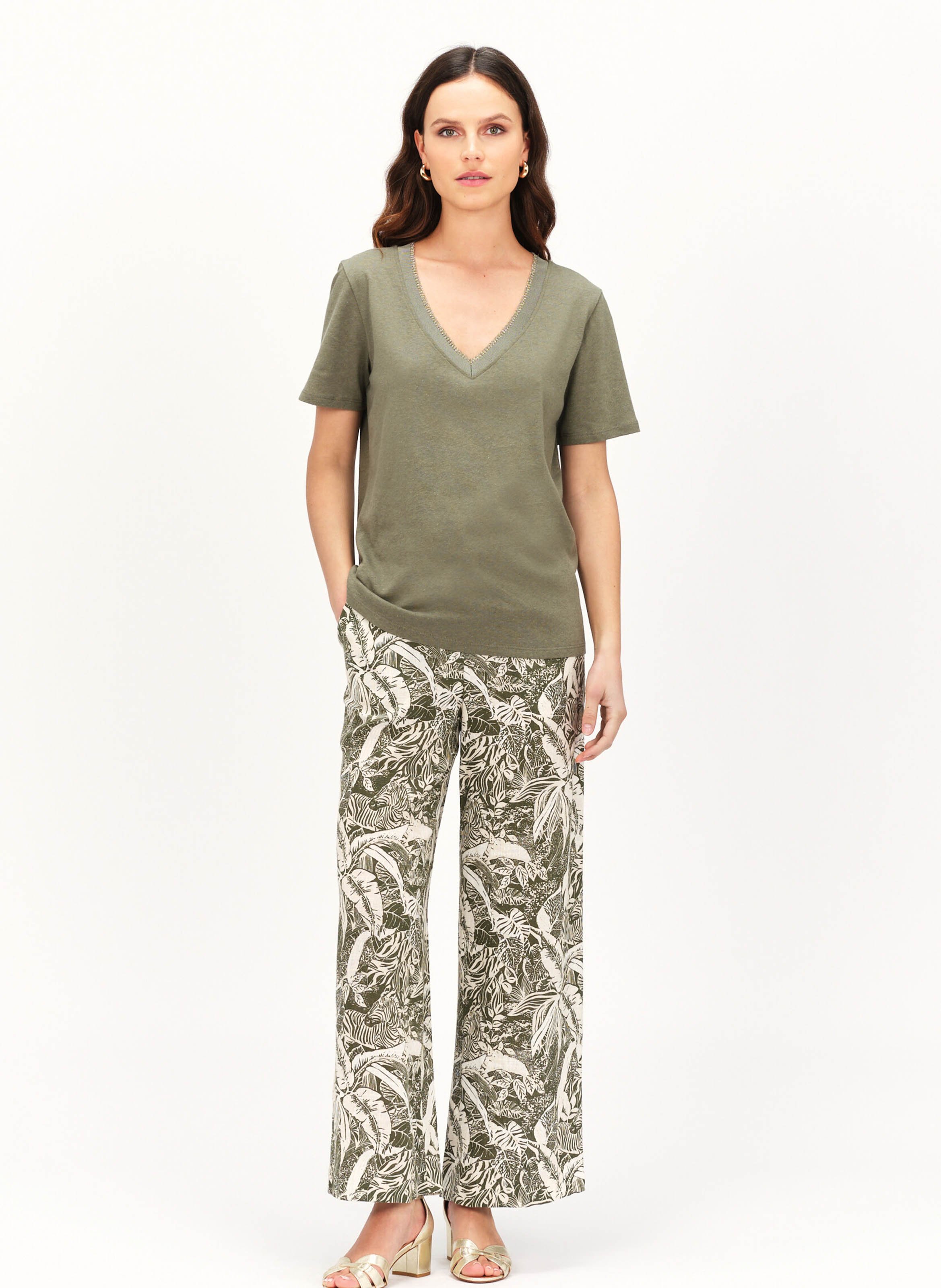 Tee-shirt col v CAROLL Vert