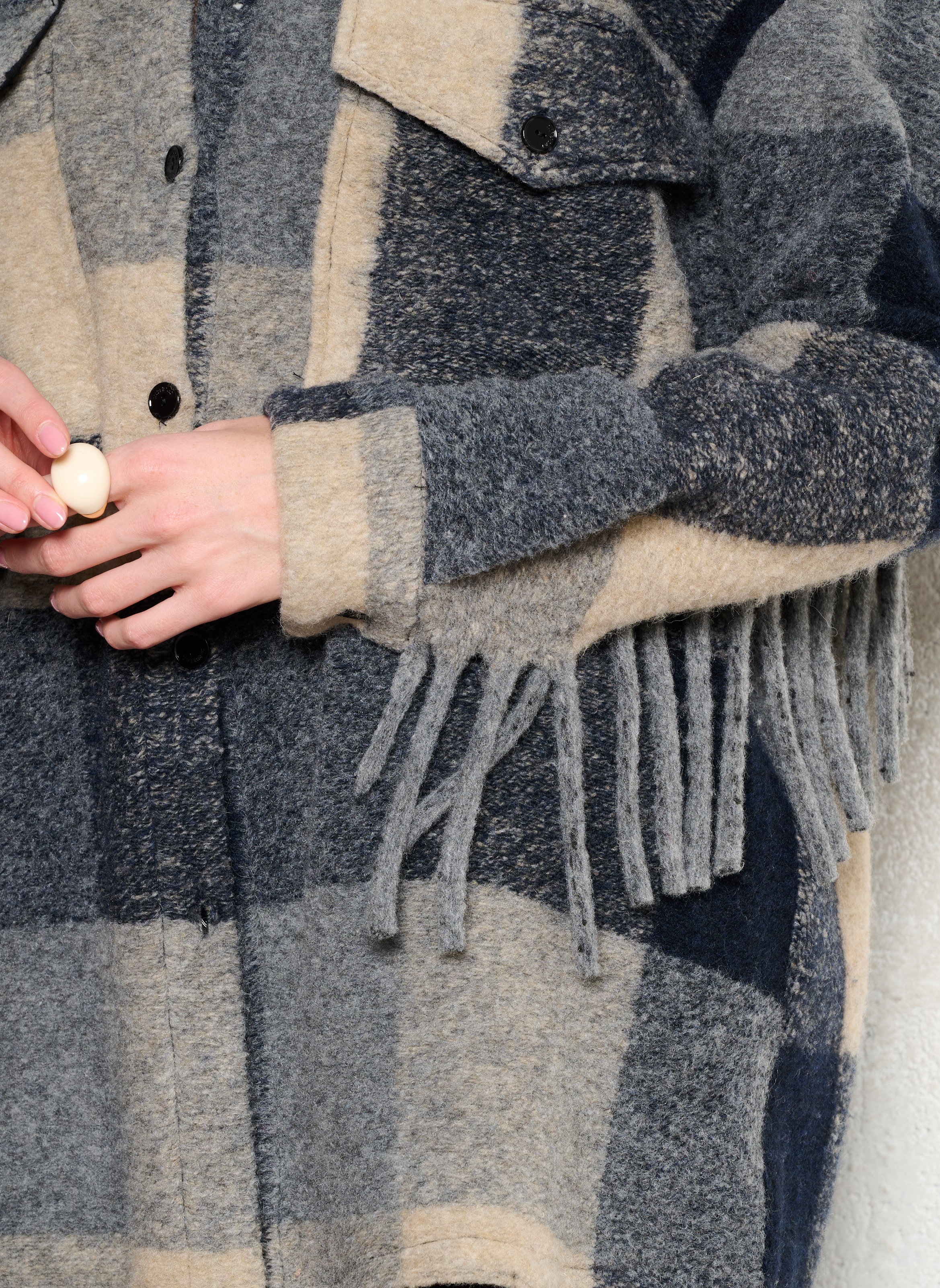 Surchemise ample col classique carreaux à franges IMPERIAL Multicolore