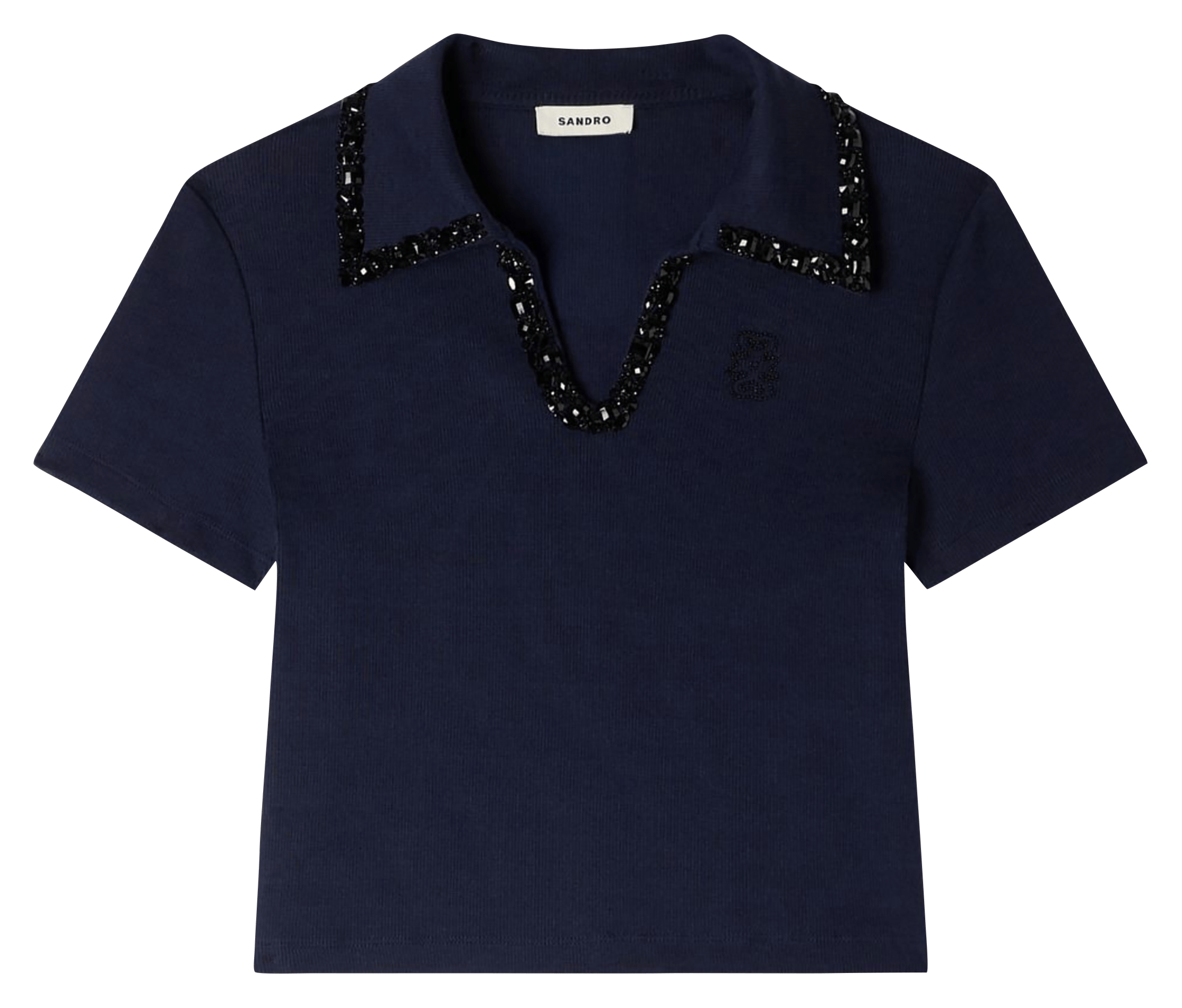 Gerade geschnittenes Poloshirt aus Baumwoll-Mix SANDRO Blau