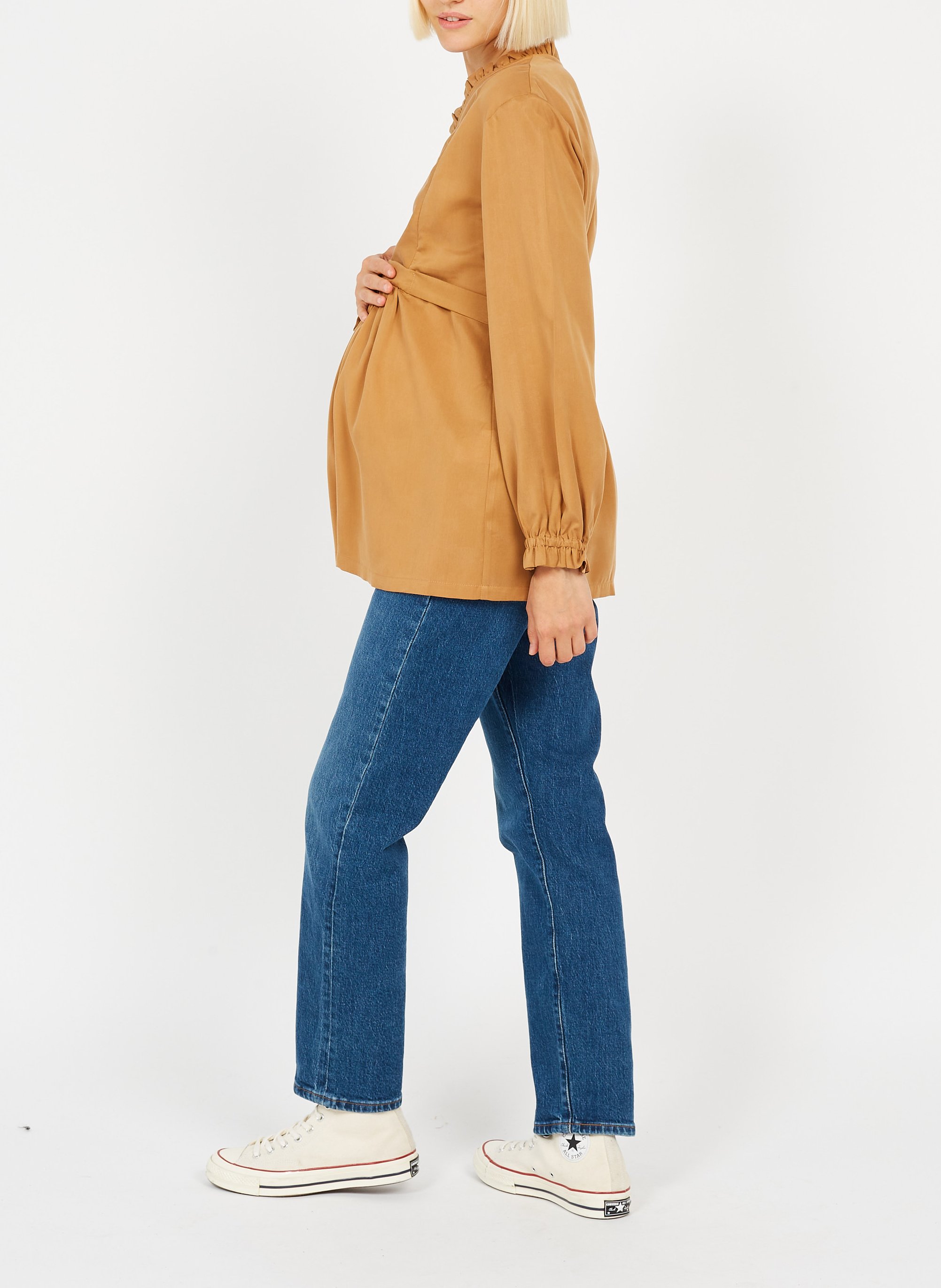 Zwangerschapstop met lange mouwen POLINA Bruin