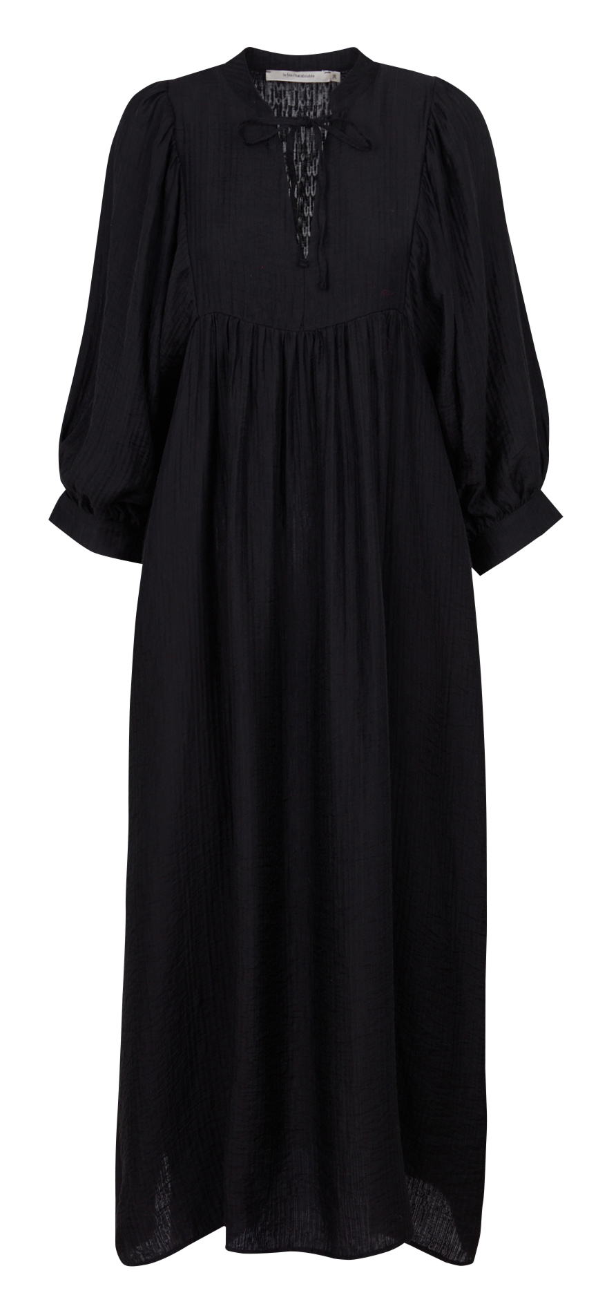 Robe longue ample col tunisien  LA FEE MARABOUTEE Noir