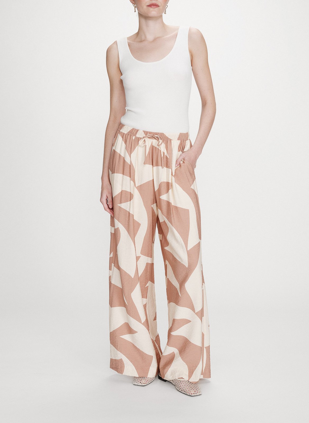 Wide-leg mid-rise printed trousers GRACE ET MILA Brown