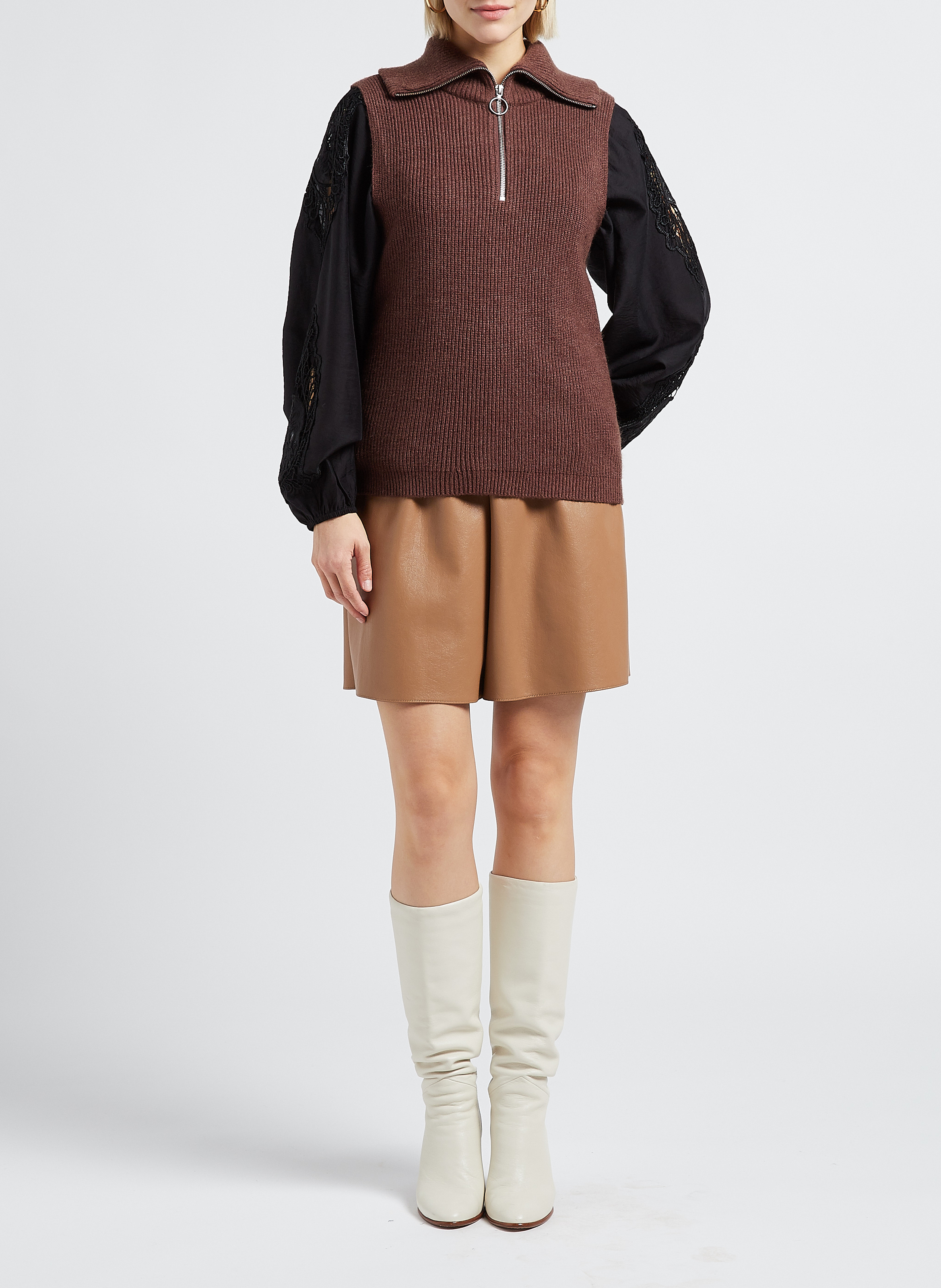 Pullunder mit Troyer-Kragen VILA Braun