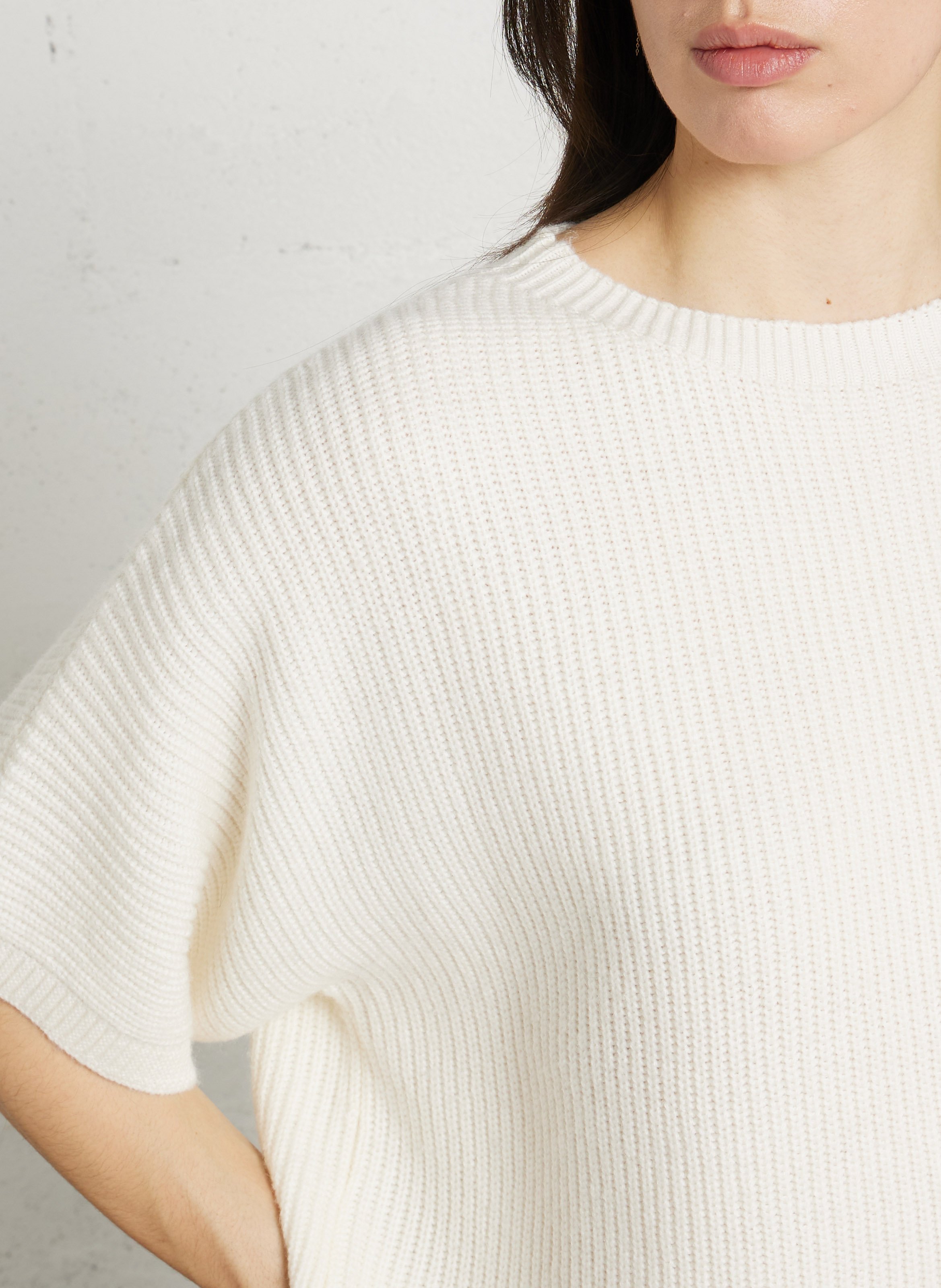 Loose-fit knit-blend sweater with round neck IMPERIAL Beige