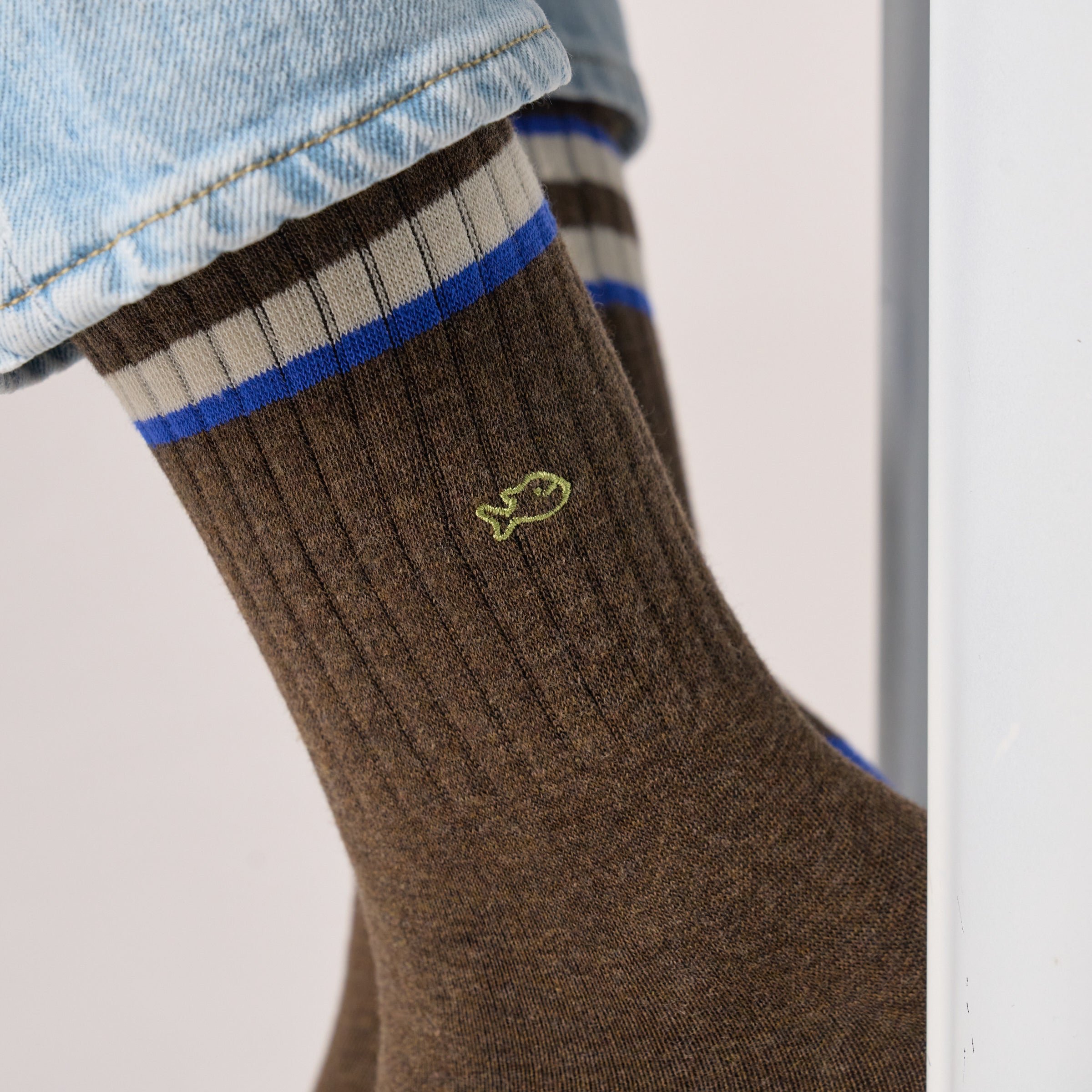 Combed cotton retro socks Brown