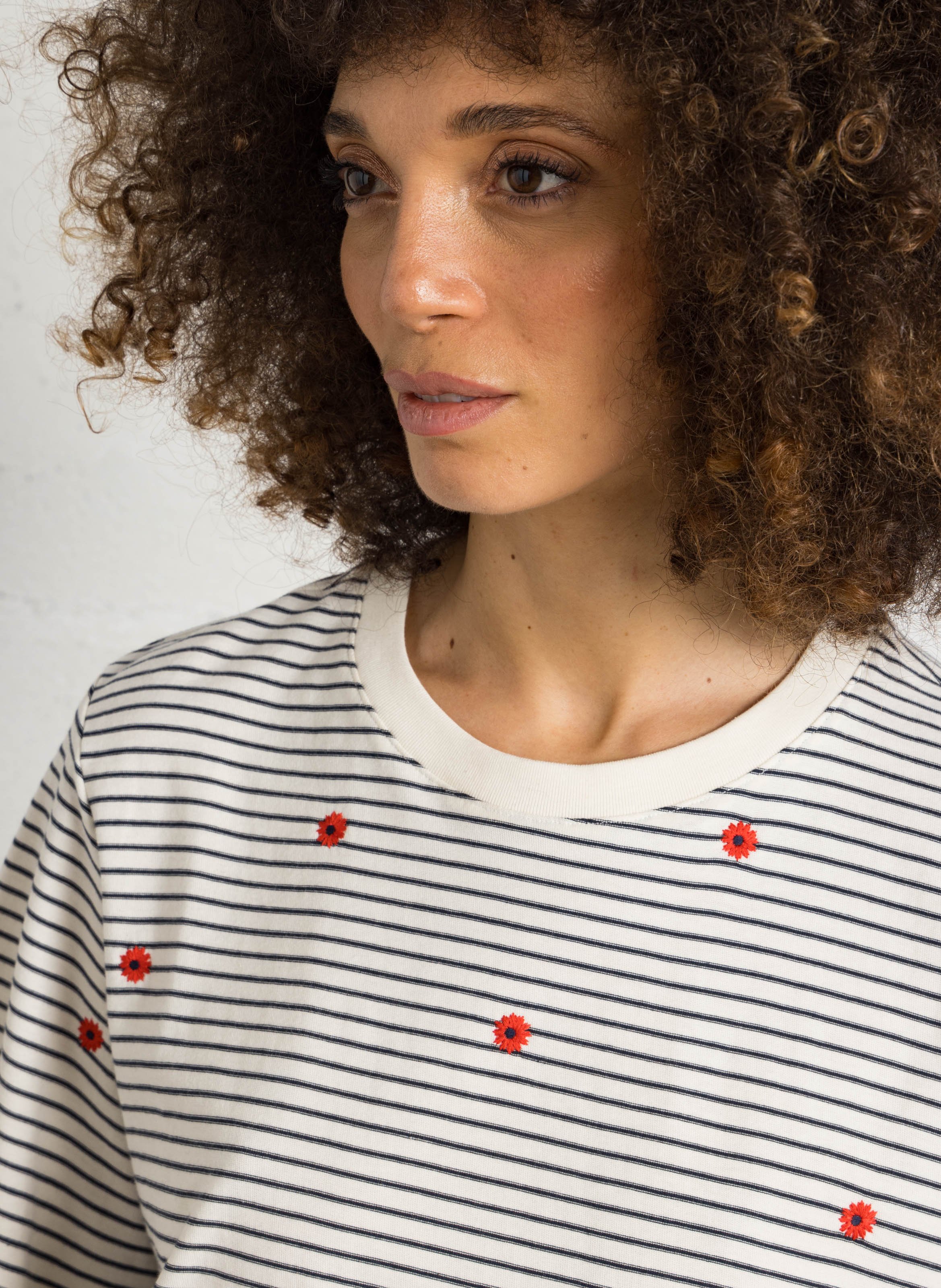 Tee-shirt oversize col rond en coton DES PETITS HAUTS Multicolore