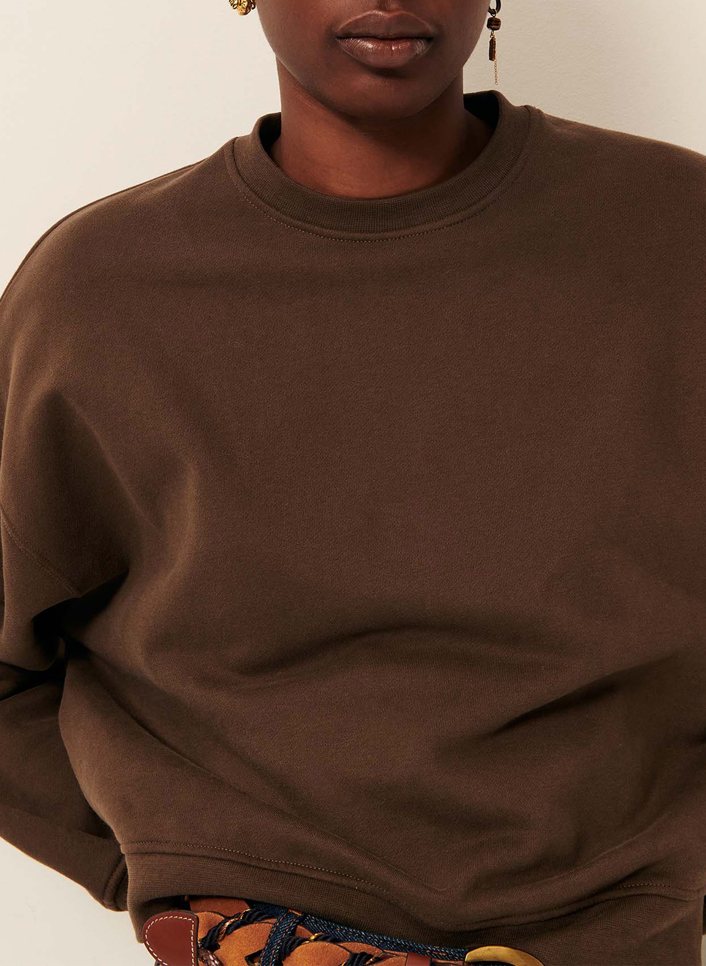 Baumwoll-Sweater mit Rundhalsausschnitt SESSUN Braun