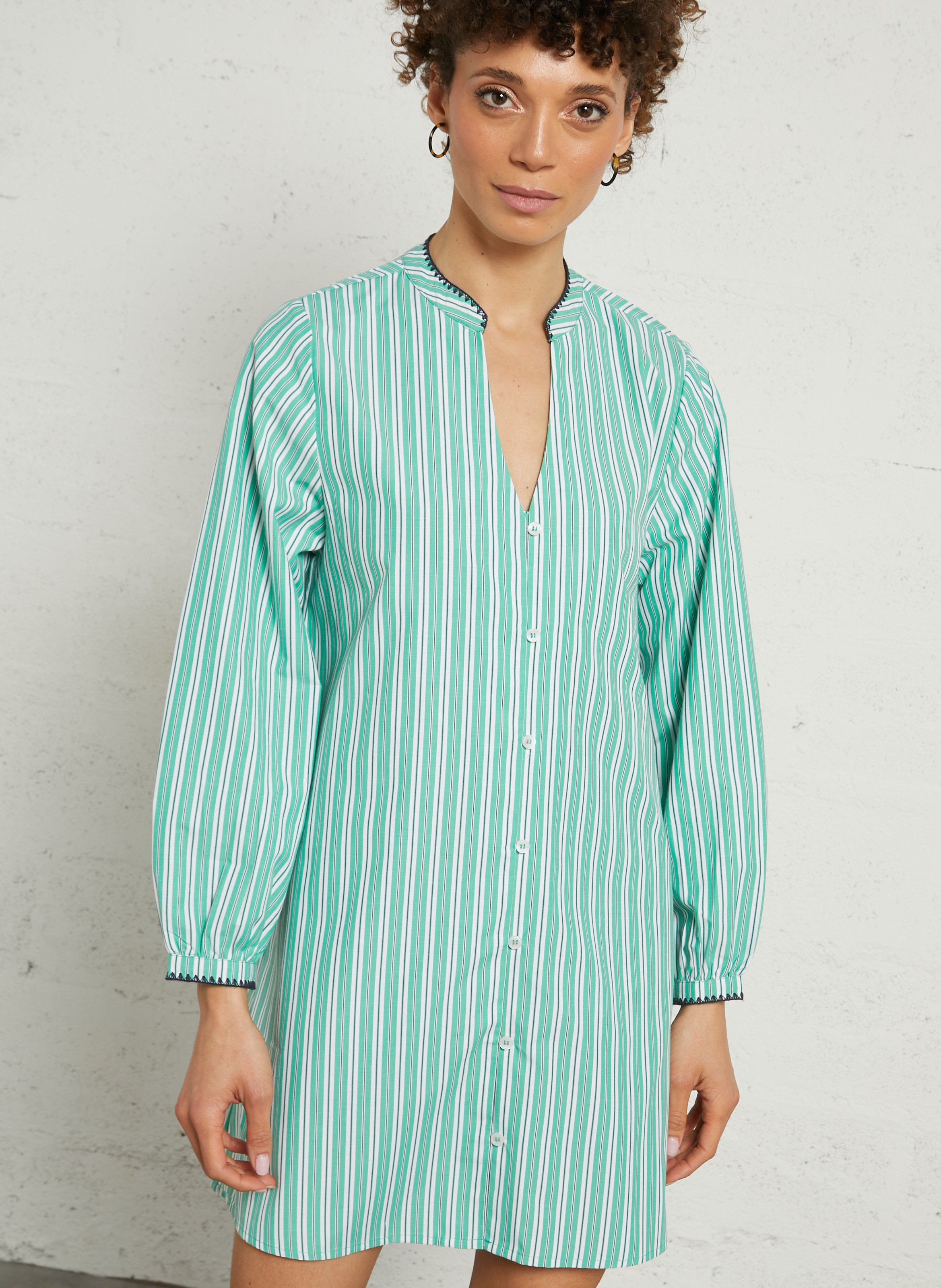 Short trapeze dress with stripes LA PETITE ETOILE Green