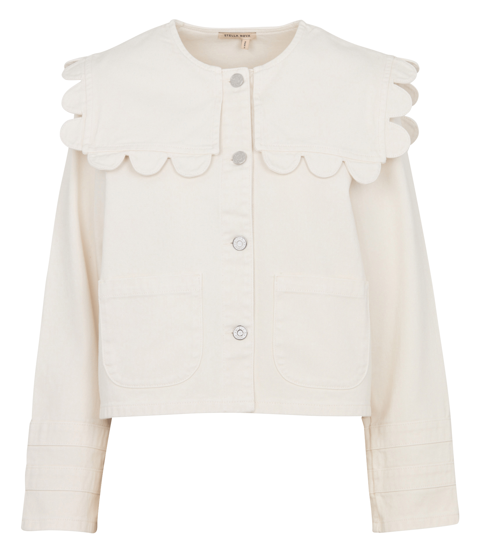 Round neck organic cotton denim jacket STELLA NOVA