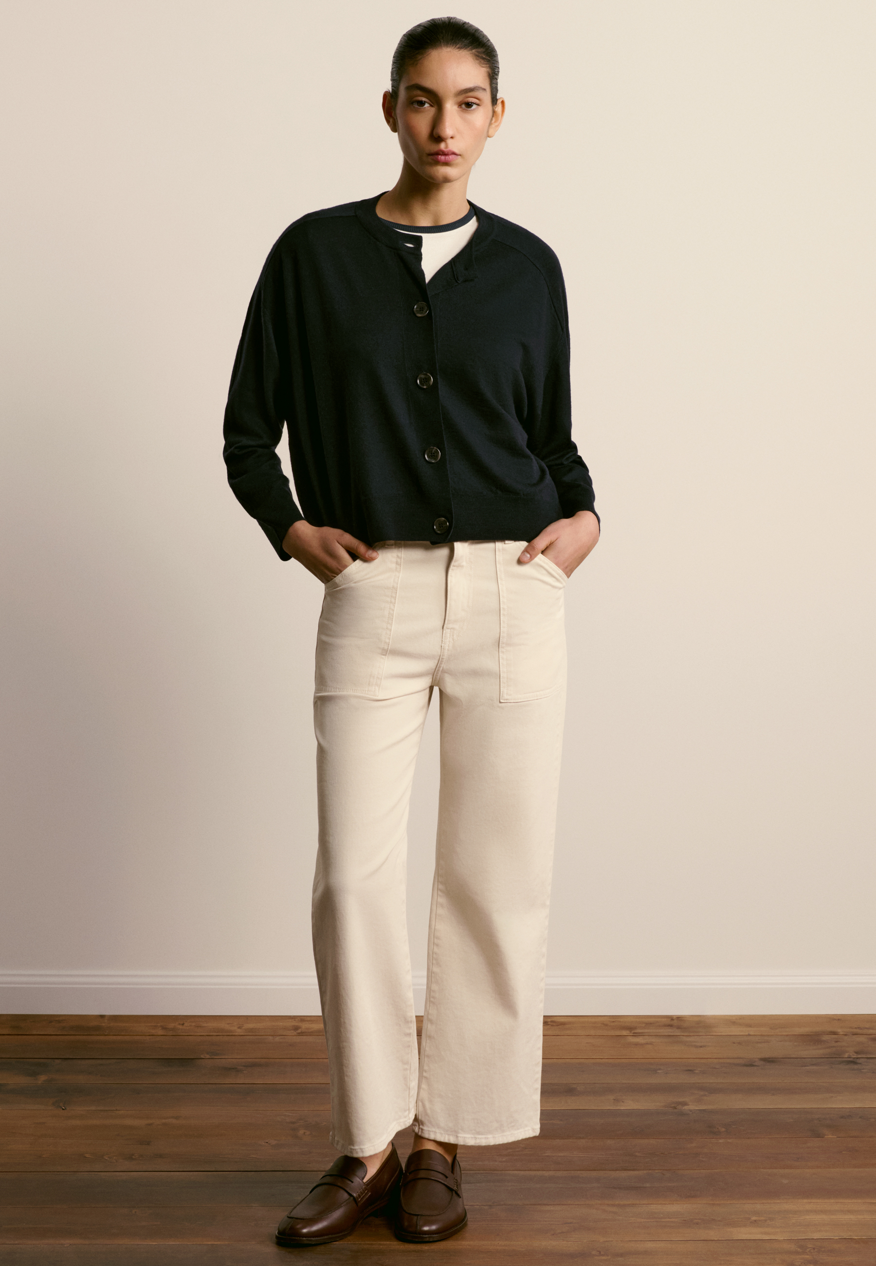 Merino wool cardigan MAISON MONTAGUT Blue