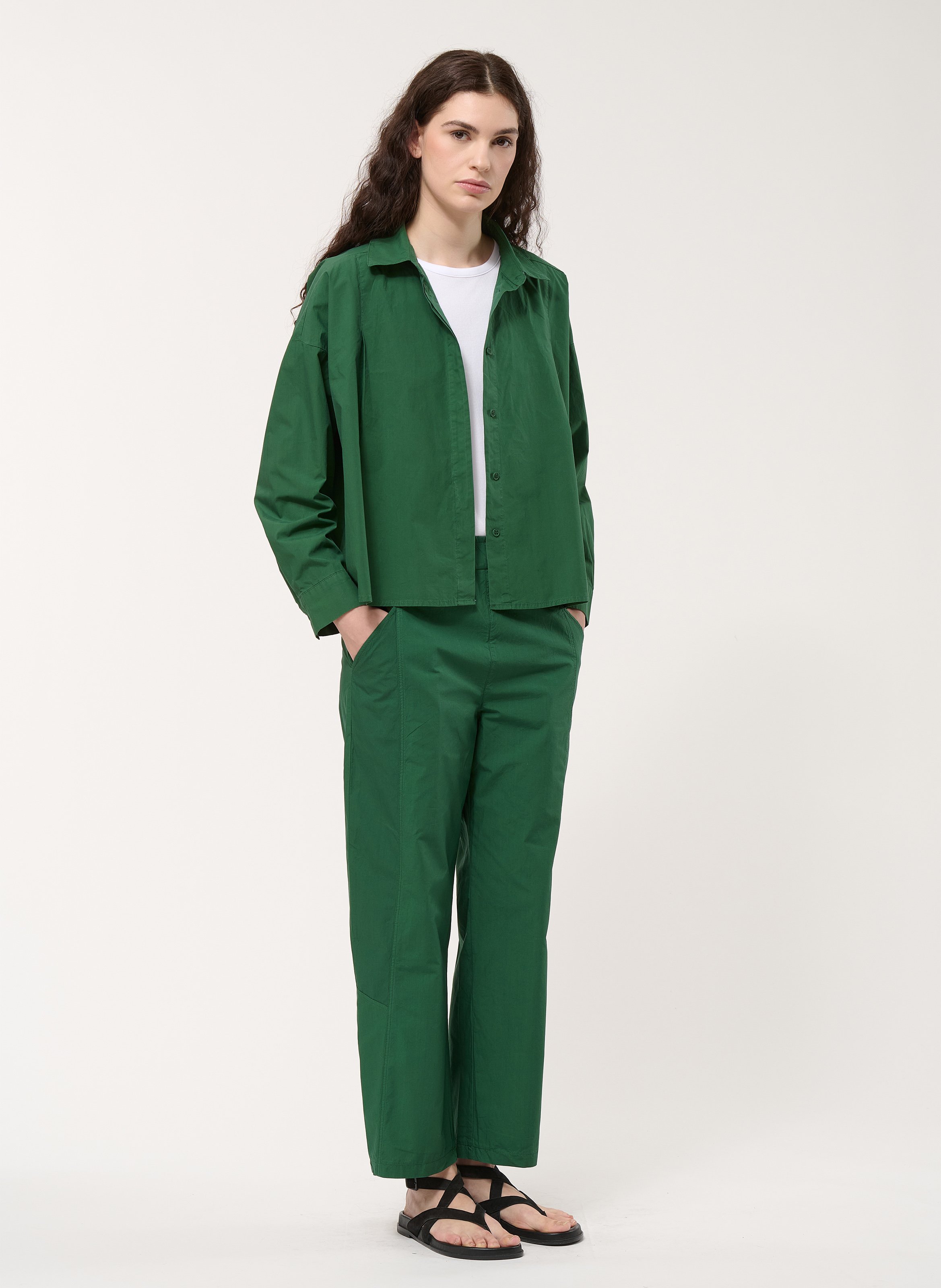 Chemise col classique manches contrastantes en coton HUMILITY Green