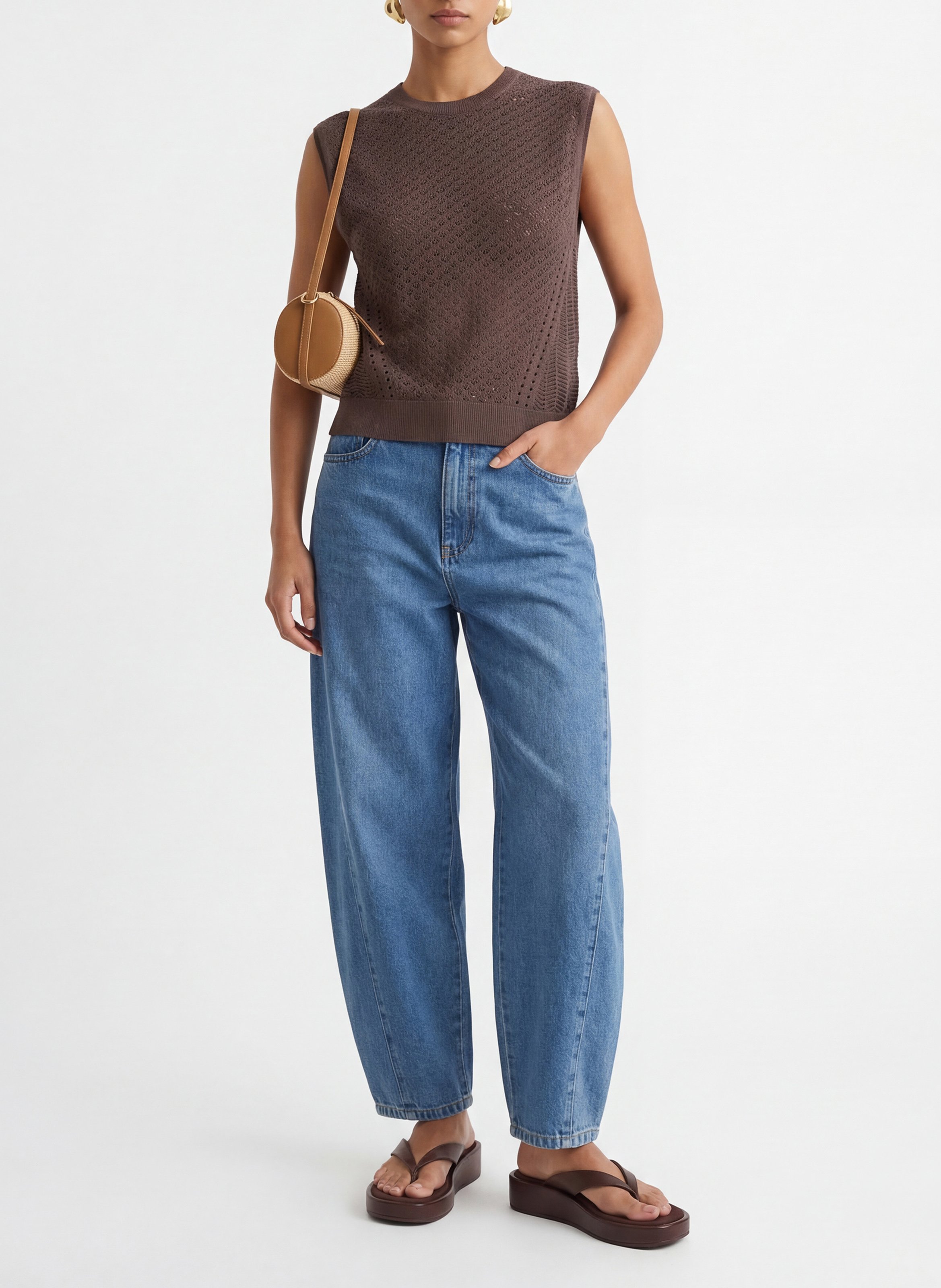 Pull droit col rond KOOKAI Marron