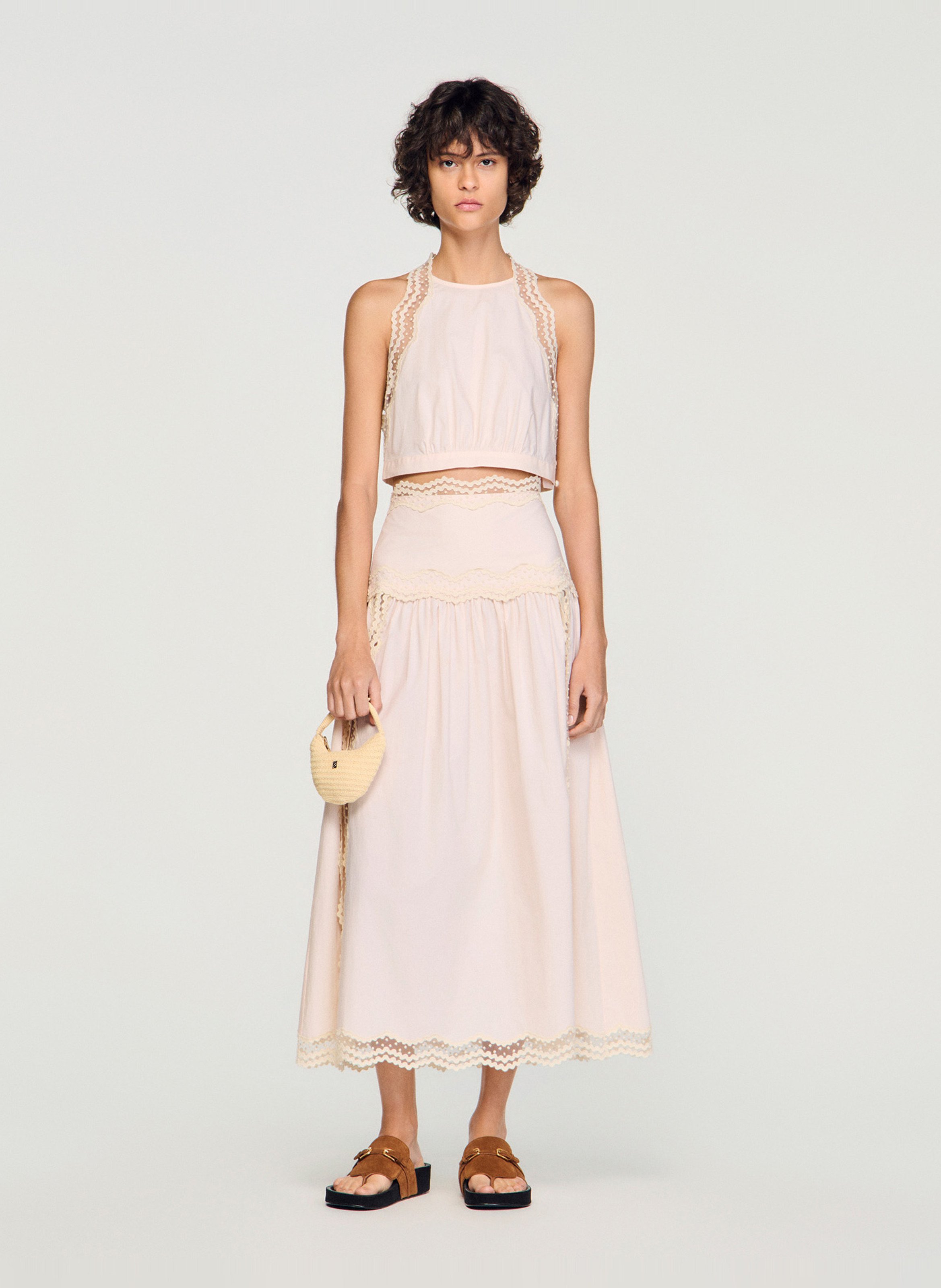 Katoenen blouse met ronde hals SANDRO Roze