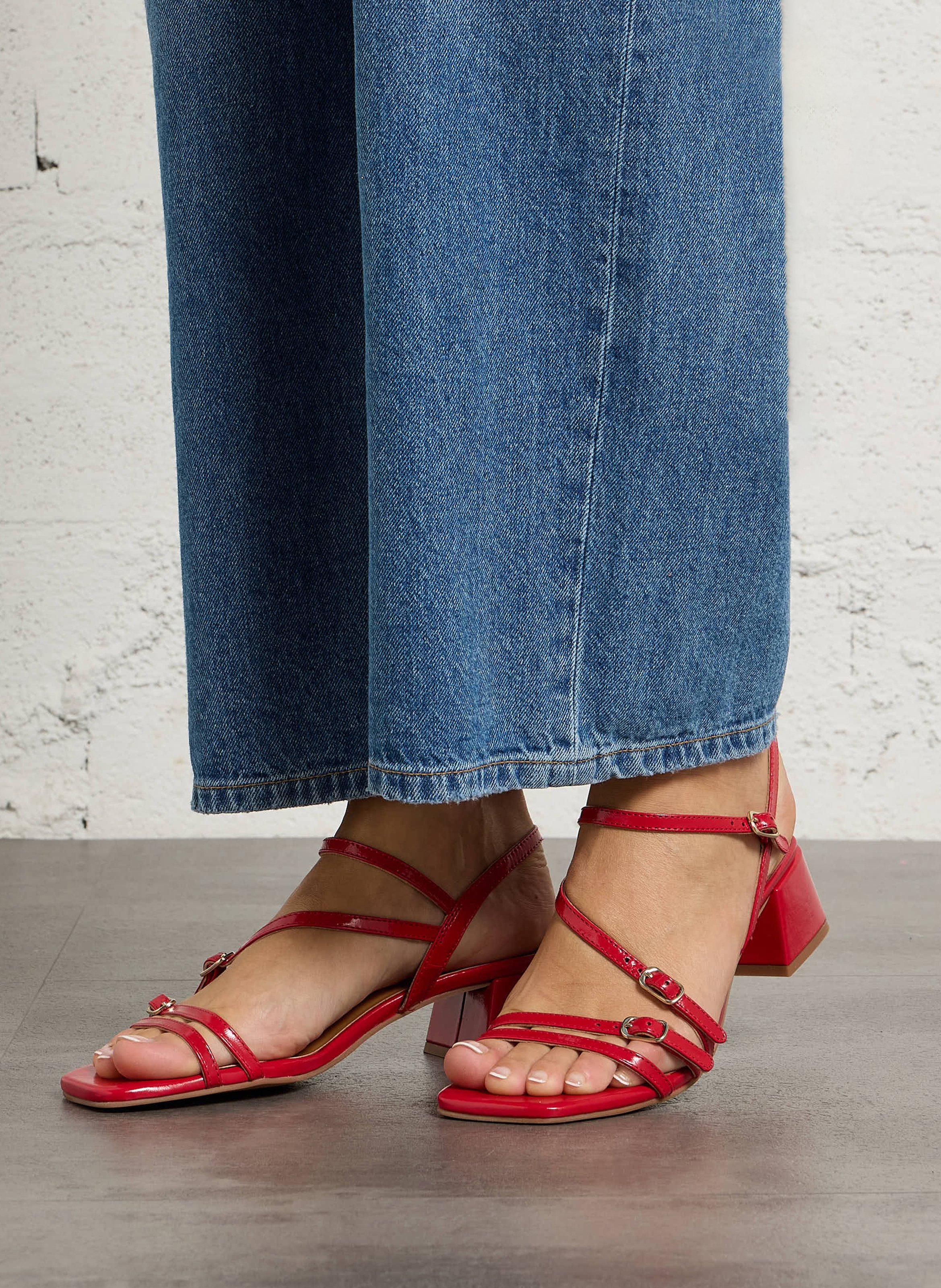 Alice heeled leather sandals BOCAGE Red