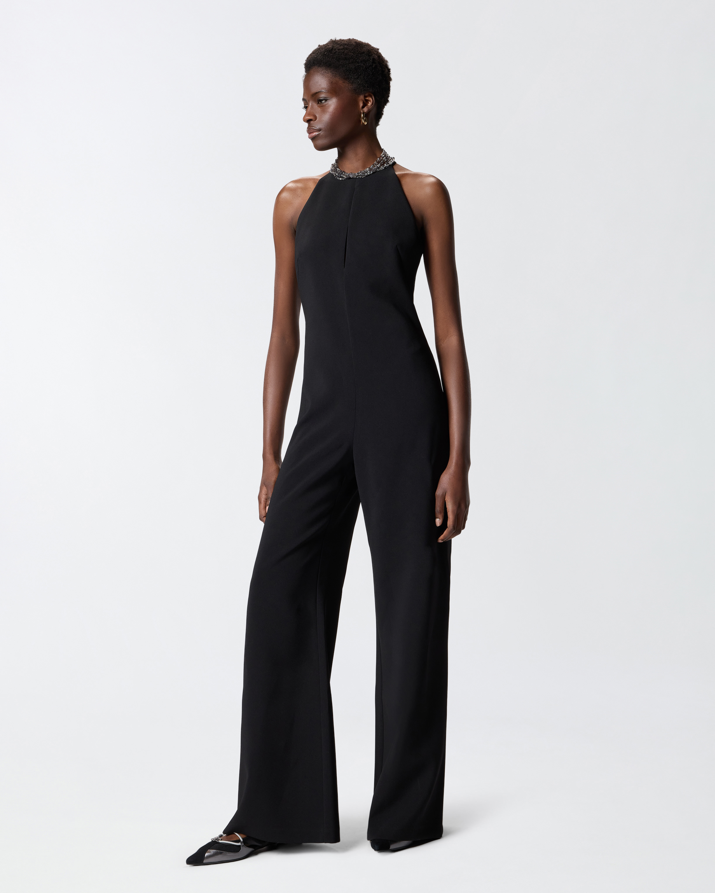 Combinaison-pantalon à encolure américaine et bijou décoratif PINKO Noir