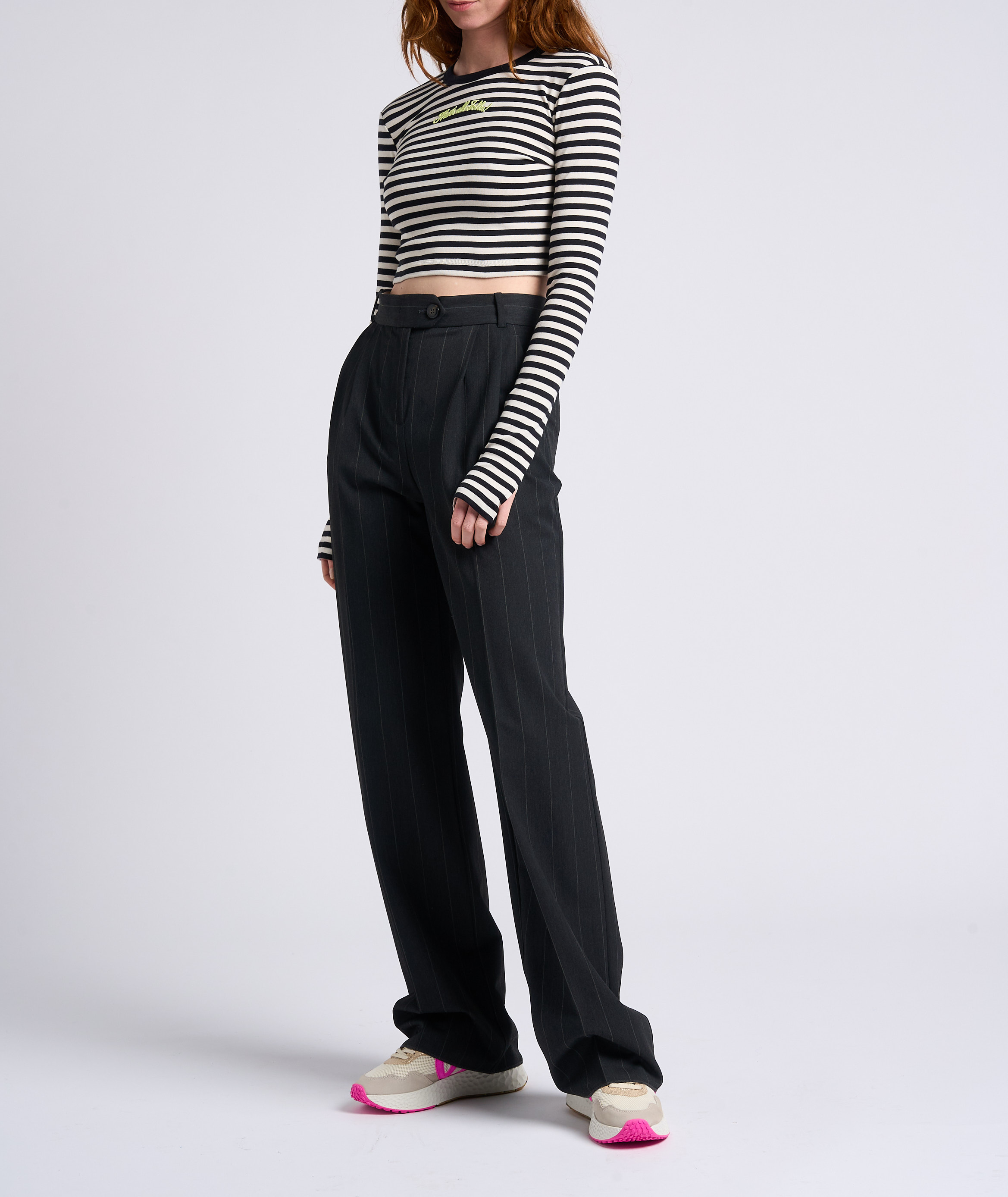 Gestreiftes Kurz-T-Shirt aus Baumwolle MAX&CO. x LOONEY TOONS MAX&Co. Schwarz