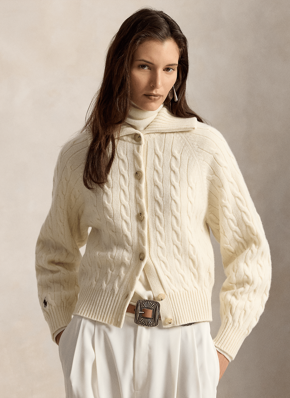 Straight cable-knit wool cardigan POLO RALPH LAUREN