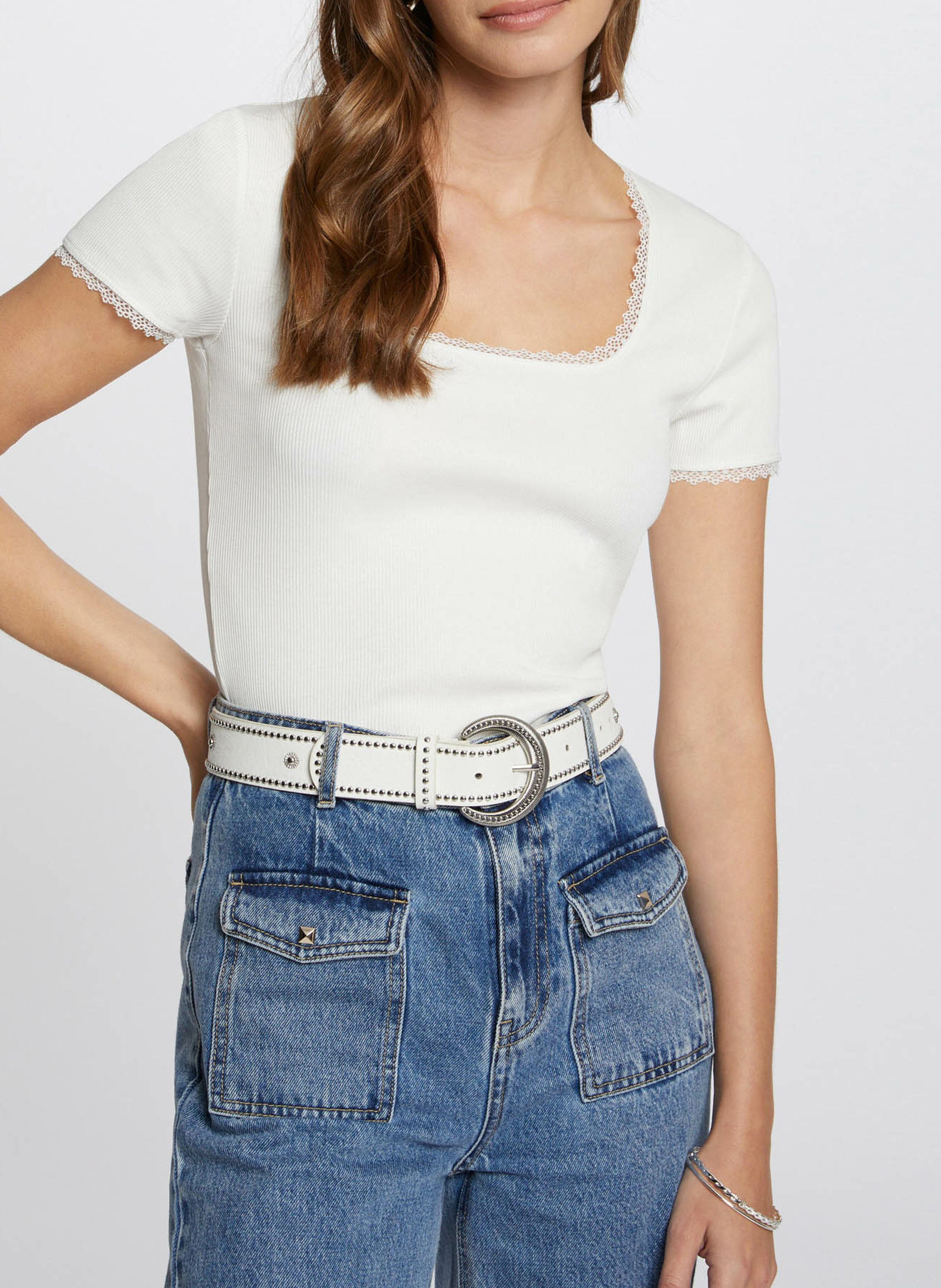 Cotton-blend lace T-shirt MORGAN