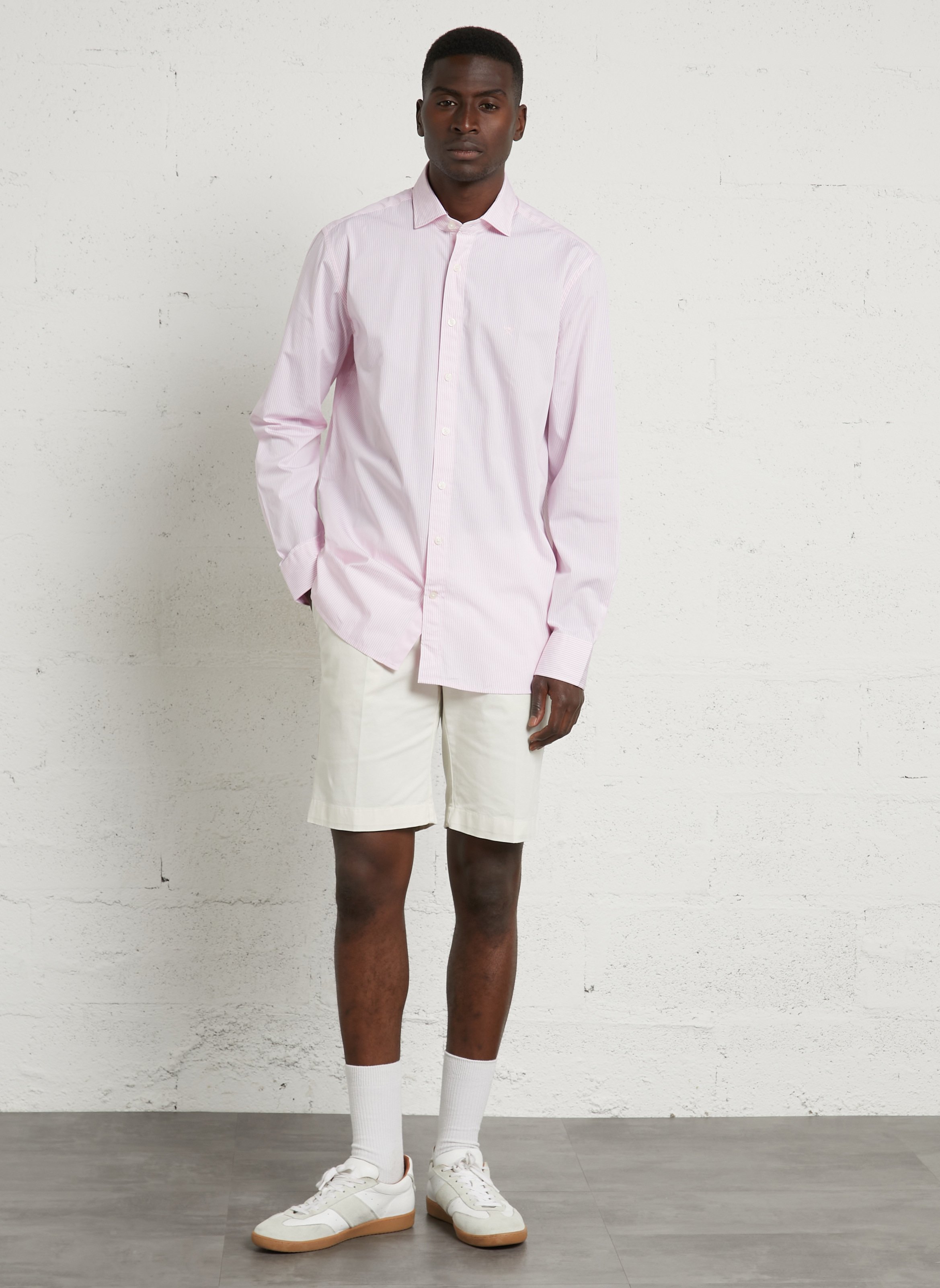 Chemise tailored-fit col classique rayée en coton HACKETT Rose