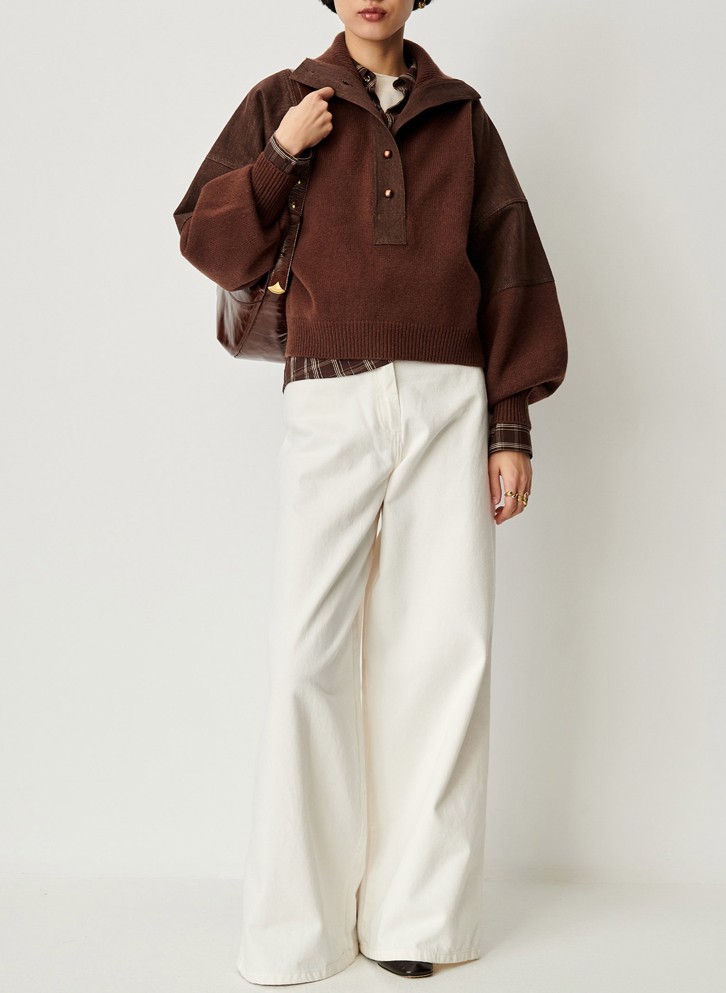 Oversize high-neck wool sweater SESSUN Brown