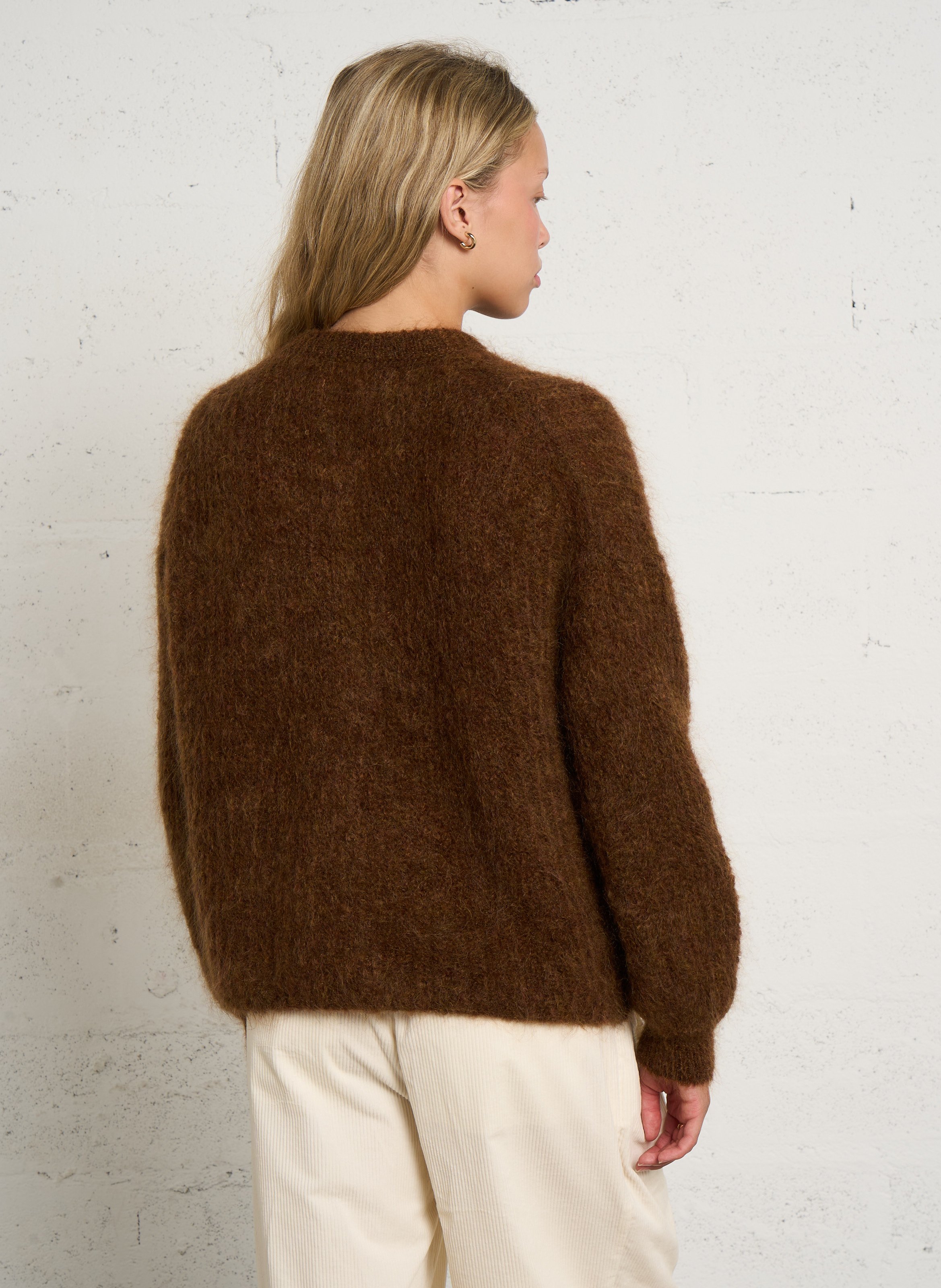 Gilet oversize en laine mélangée DES PETITS HAUTS Marron