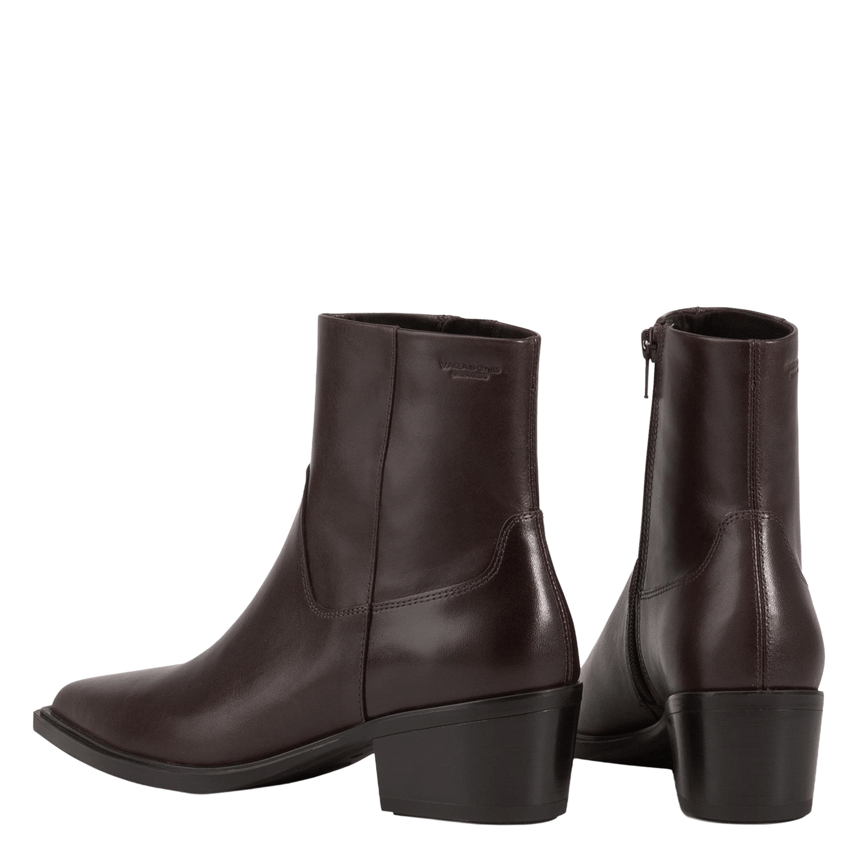 Leather mid-calf boots with pointed toe VAGABOND Brown