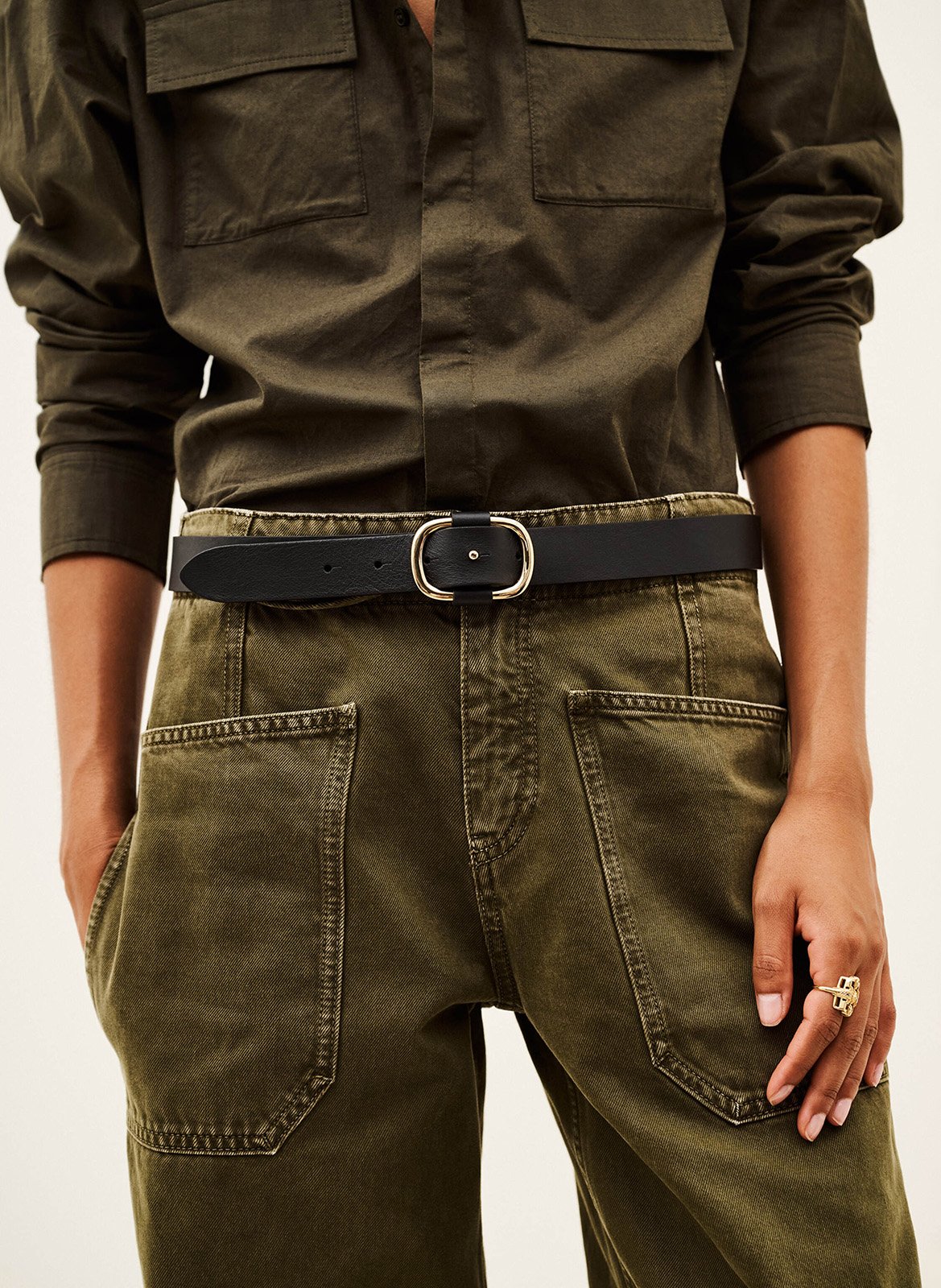 Ceinture fine en cuir BA&SH Noir