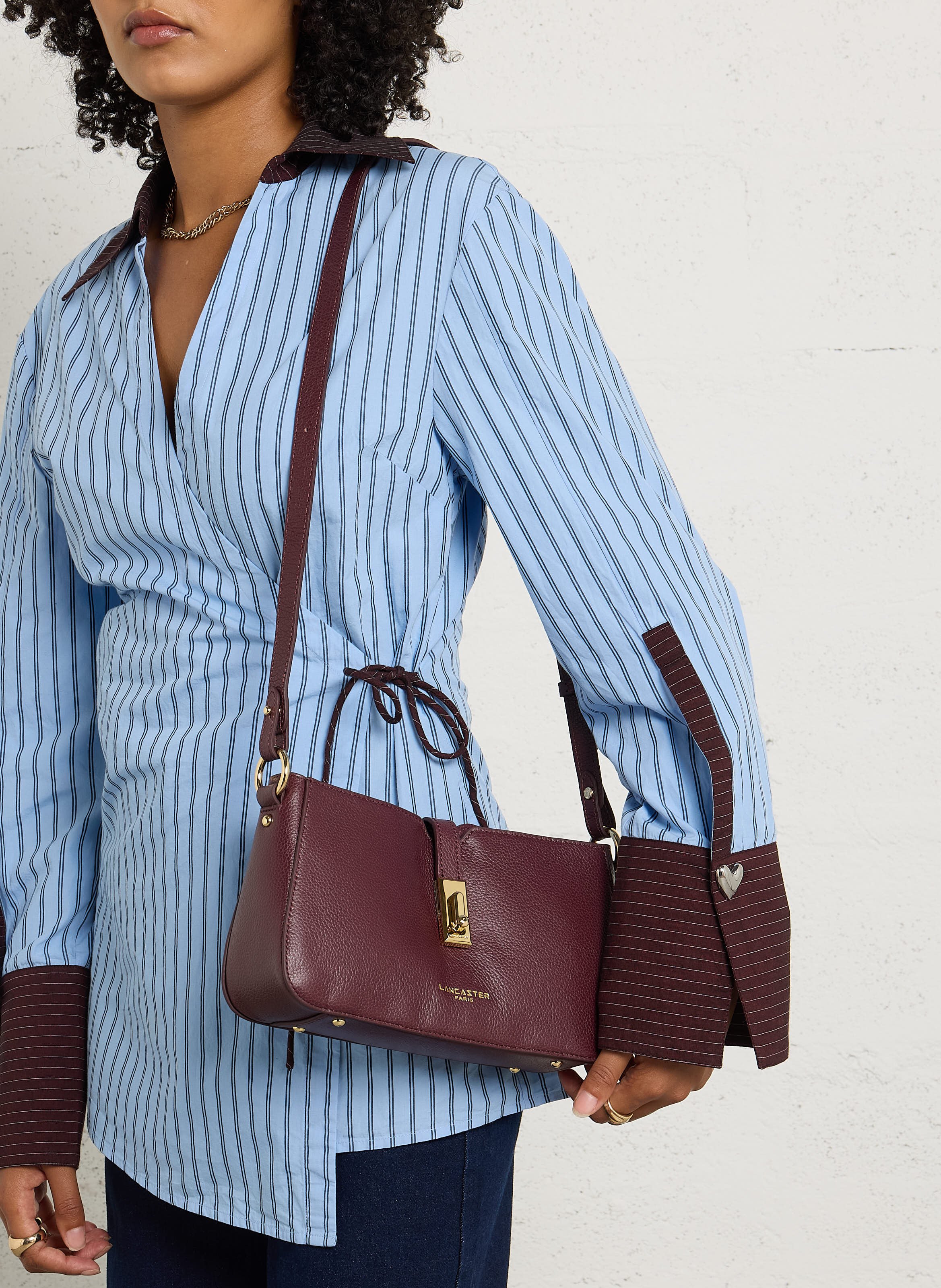 Sac à main rectangle en cuir de vachette LANCASTER PARIS Rouge
