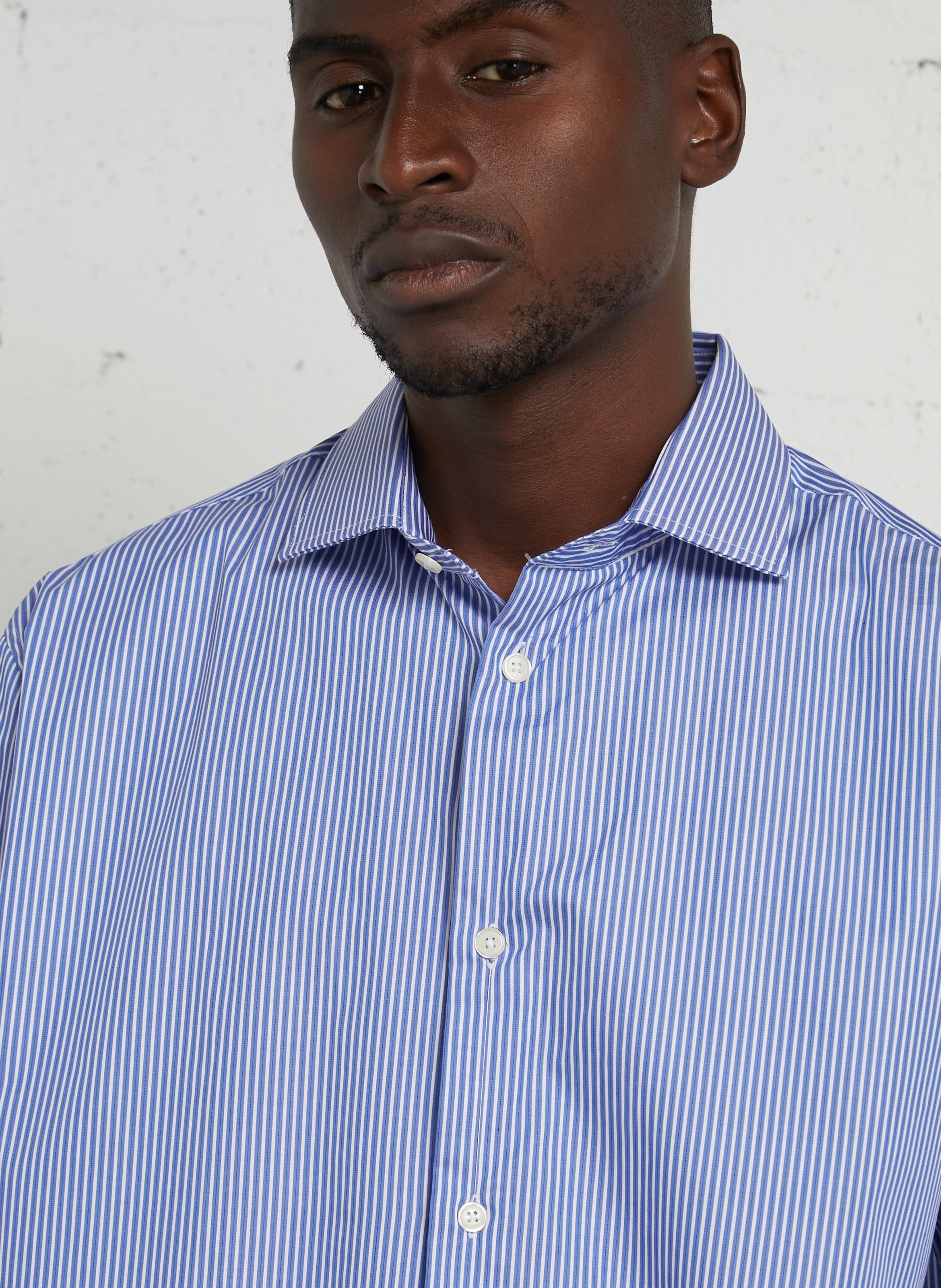 Chemise col classique en coton AU PRINTEMPS PARIS Bleu