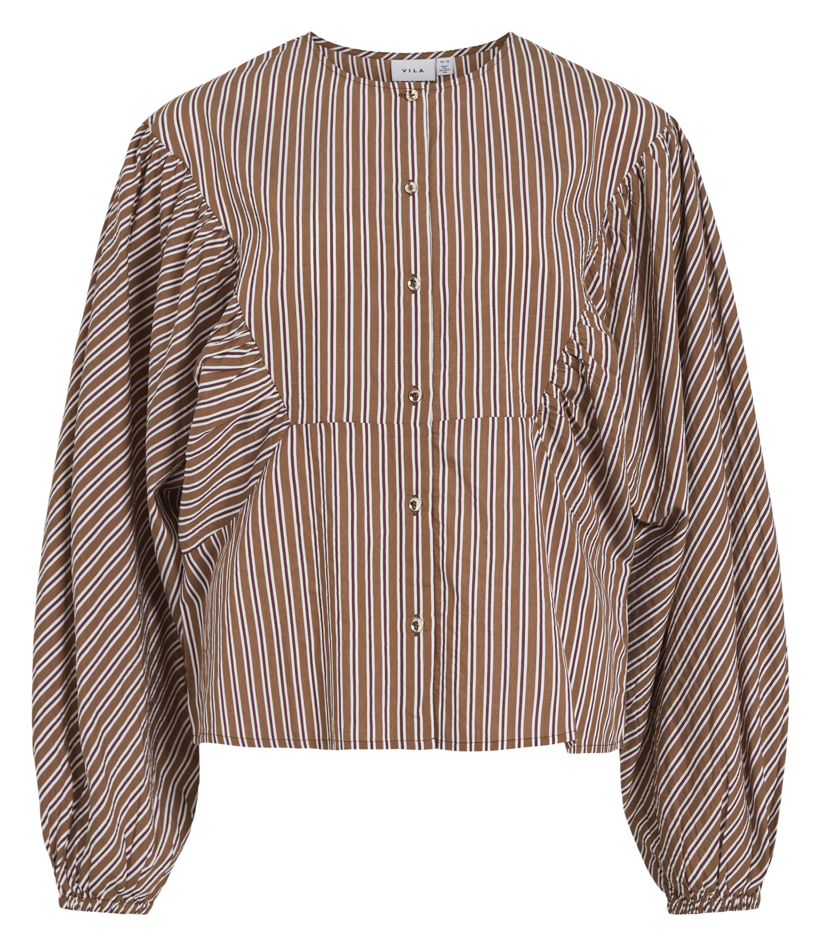 Chemise ample boutonnée à rayures VILA Marron