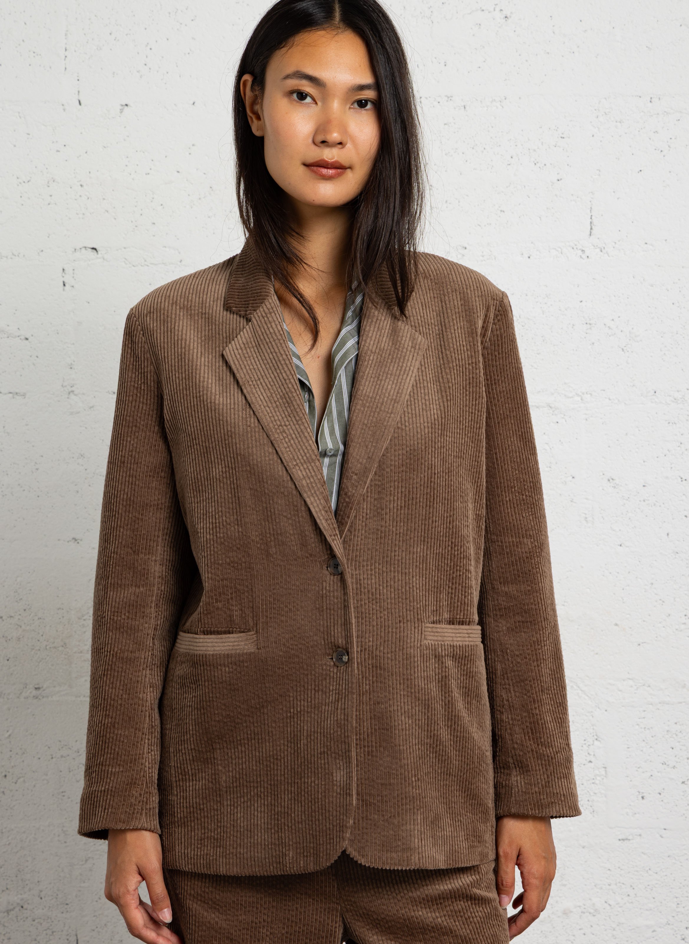 Veste de tailleur en velours côtelé de coton  BELLA JONES Marron