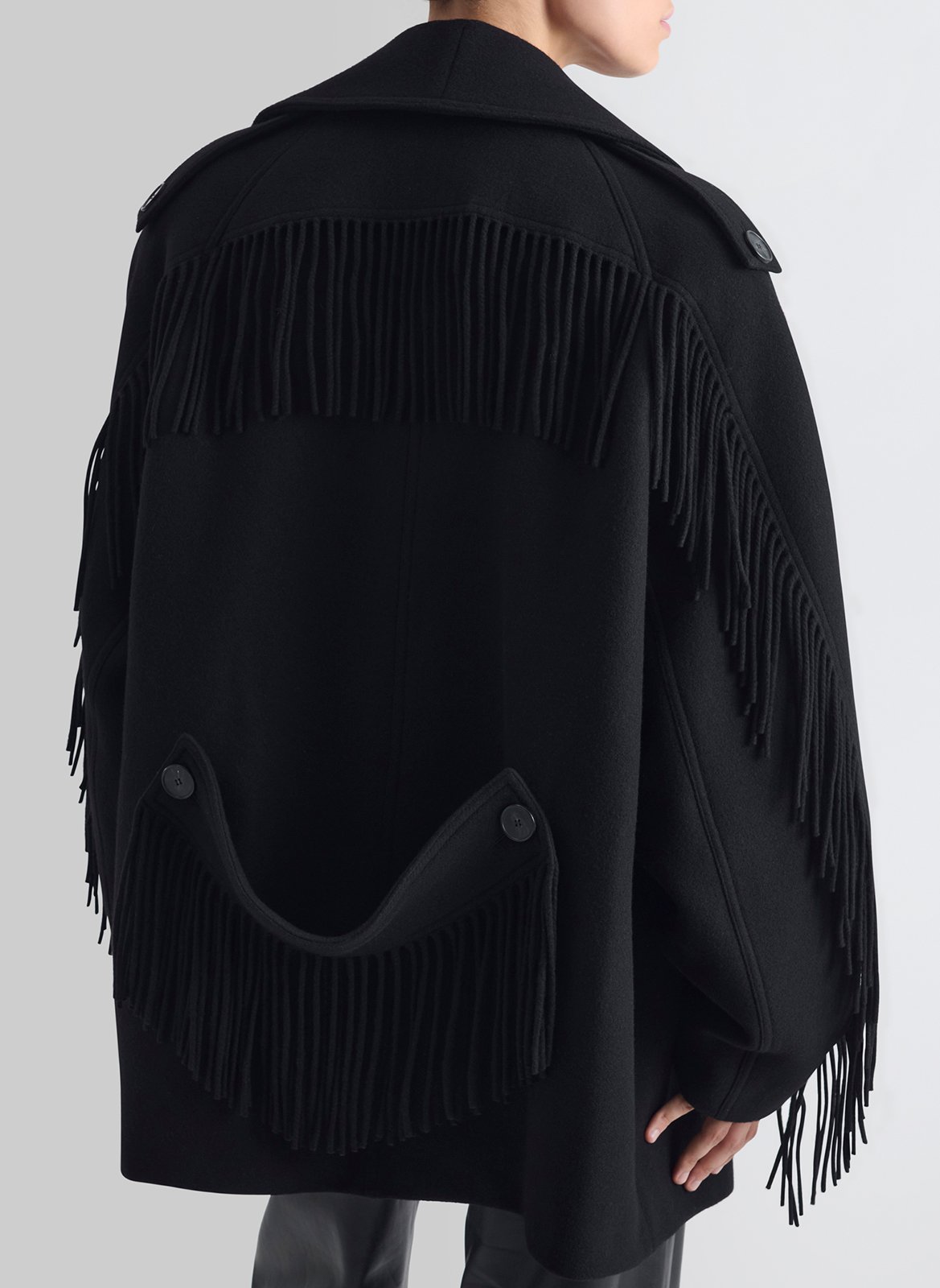 Oversized fringed coat in a wool blend IRO Black