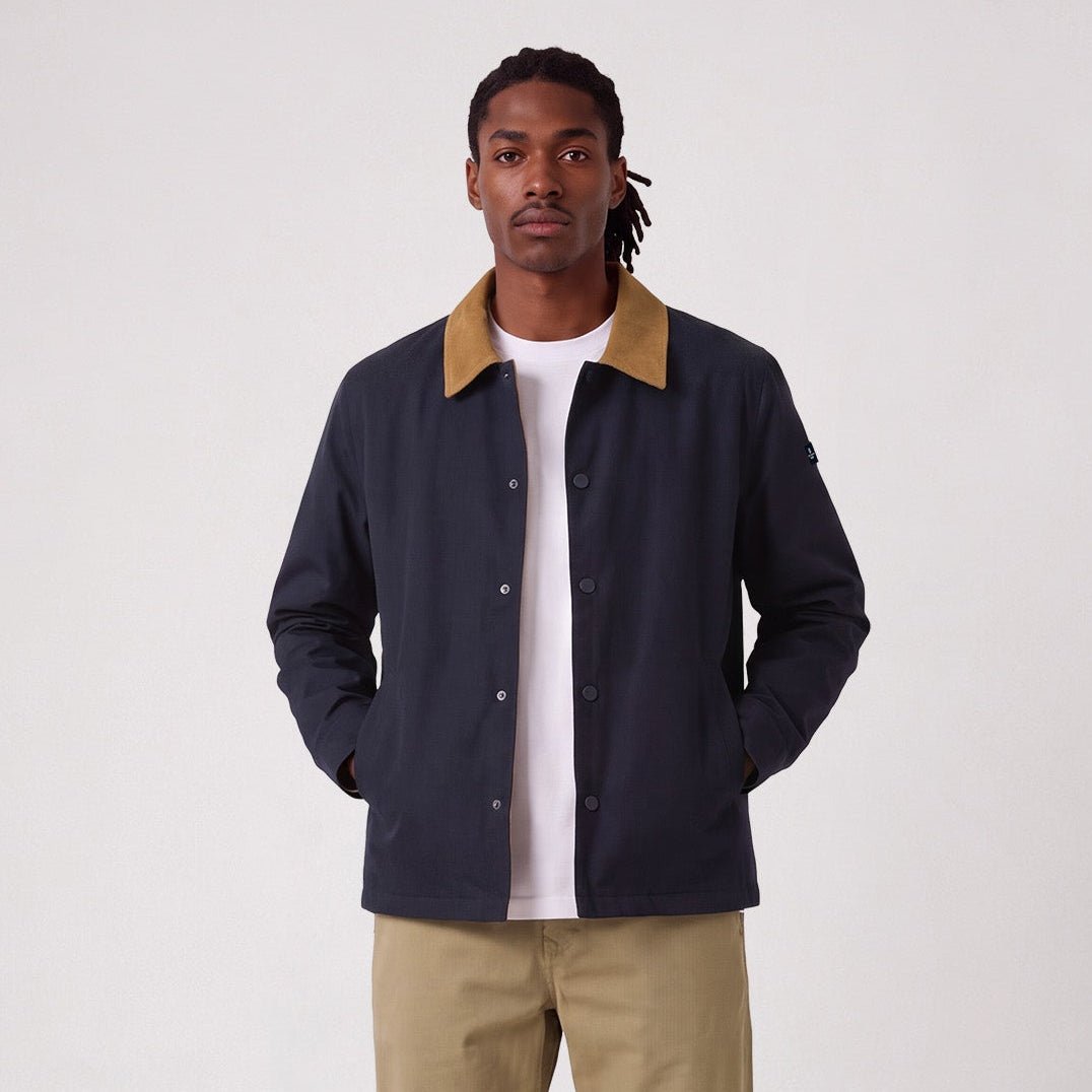 Blue DAN water-repellent jacket with corduroy collar SBPLAY SERGE BLANCO Blue