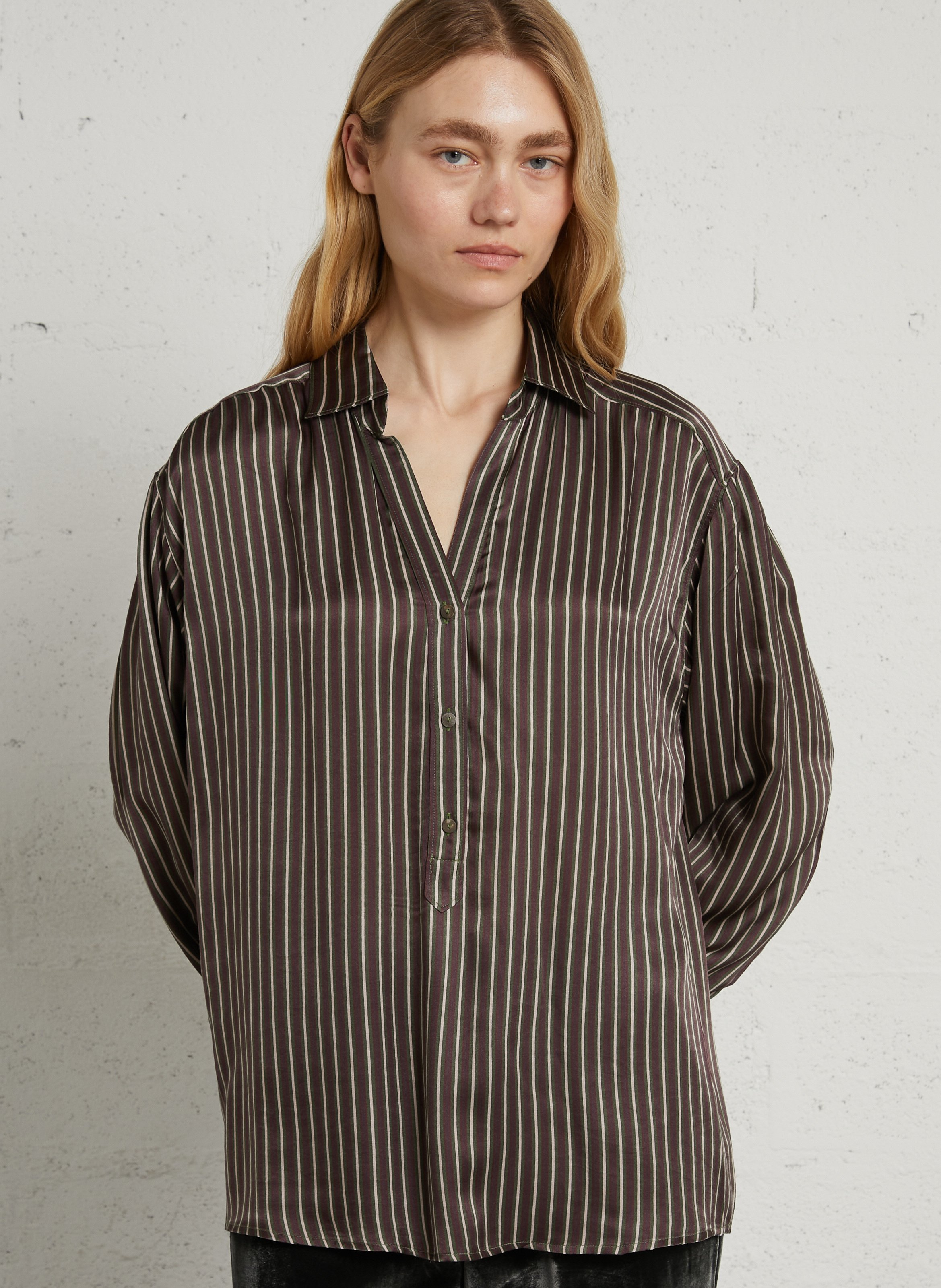 Fluid Striped Satin Effect Shirt DIEGA Multicolored