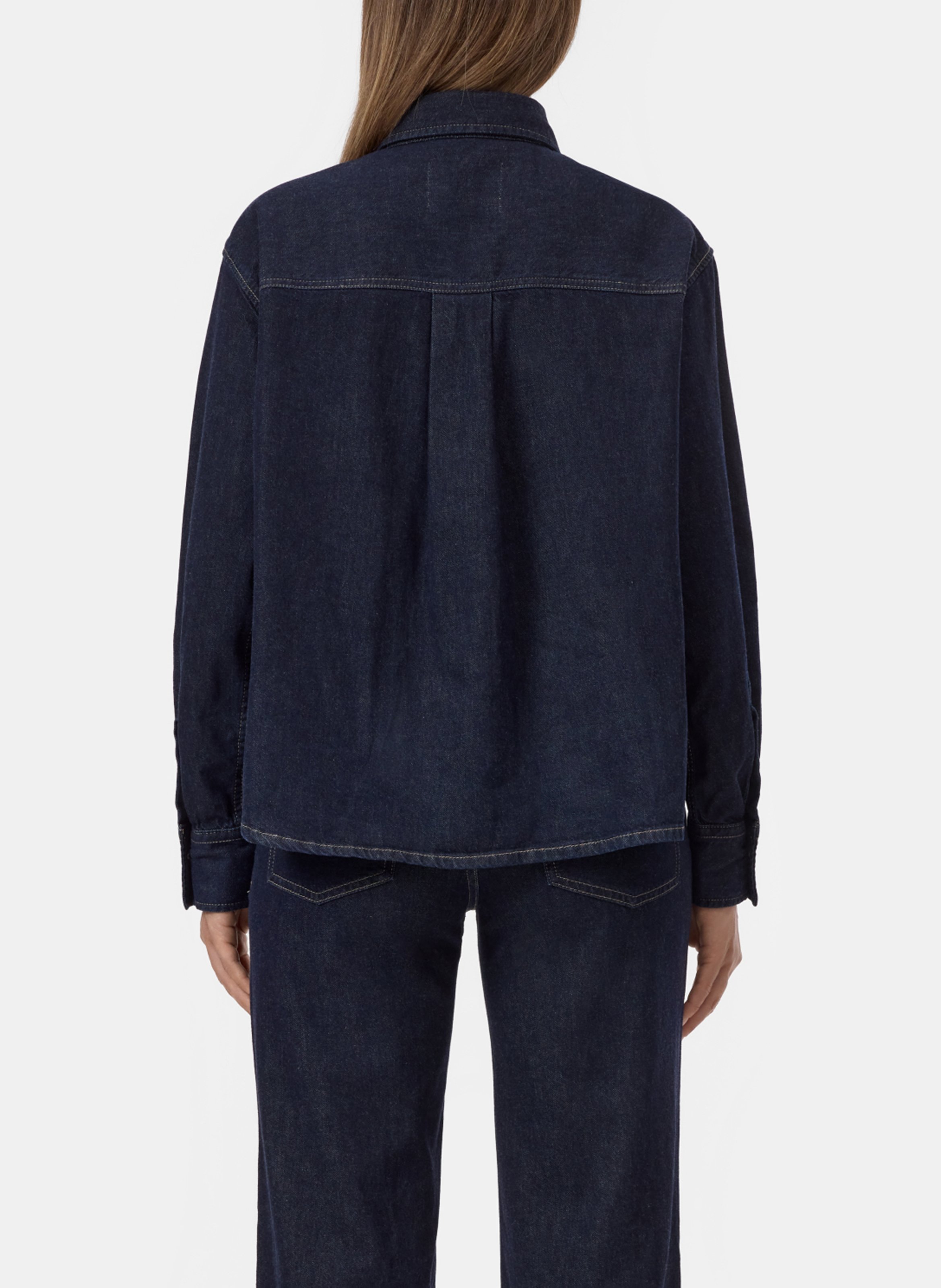 Straight cotton denim shirt CLOSED Blue