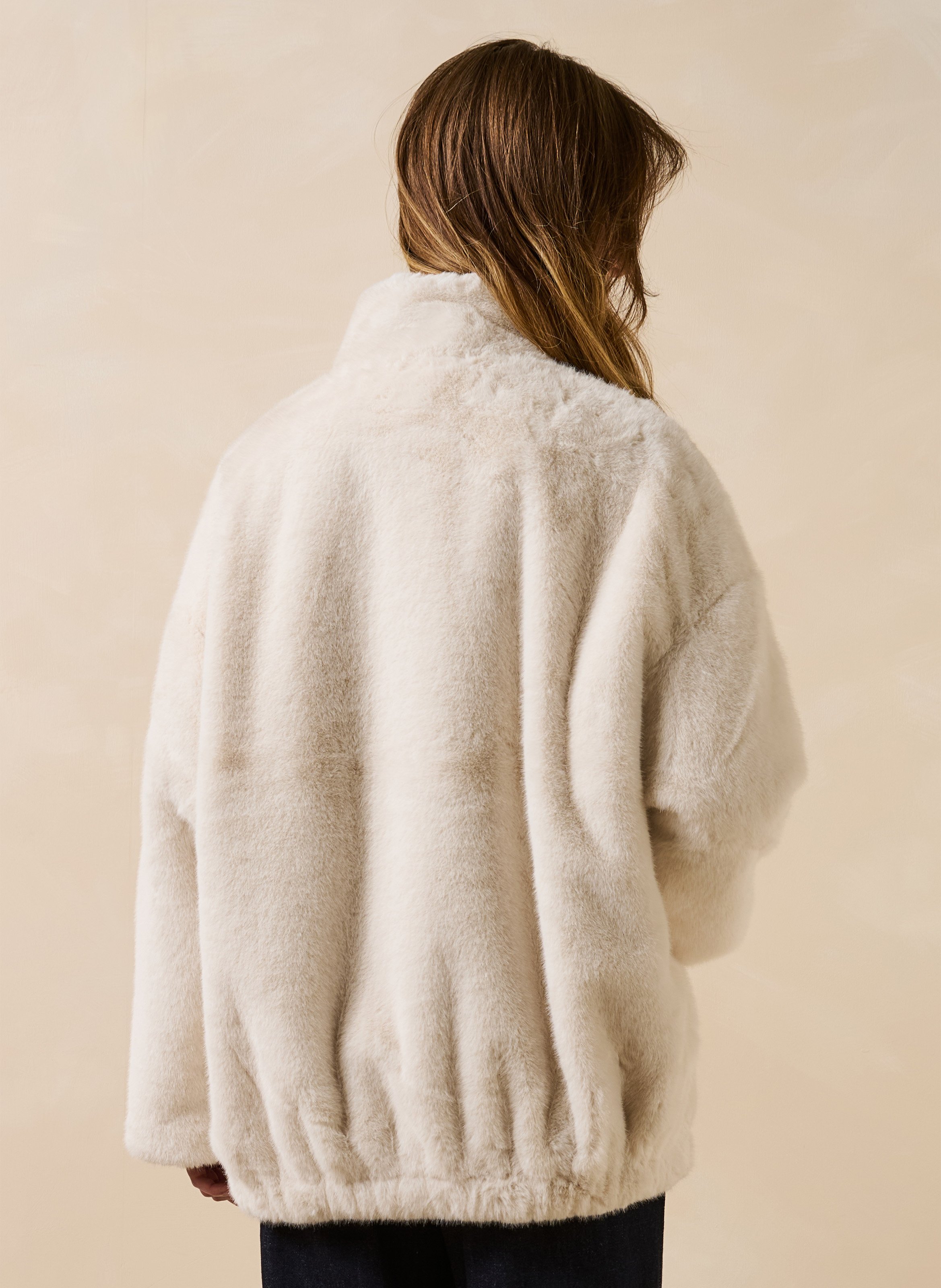 Faux fur coat LA FEE MARABOUTEE Beige