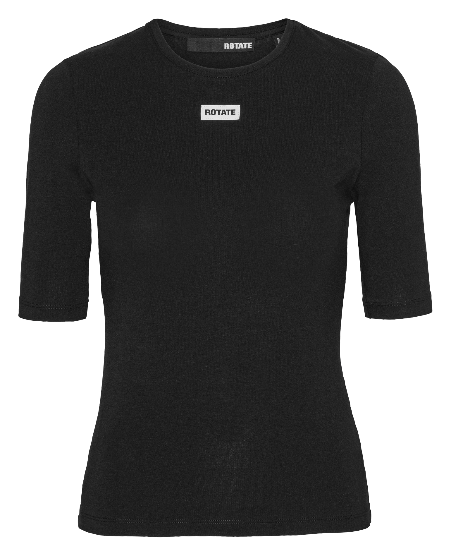 Tee-shirt droit col rond uni ROTATE Noir