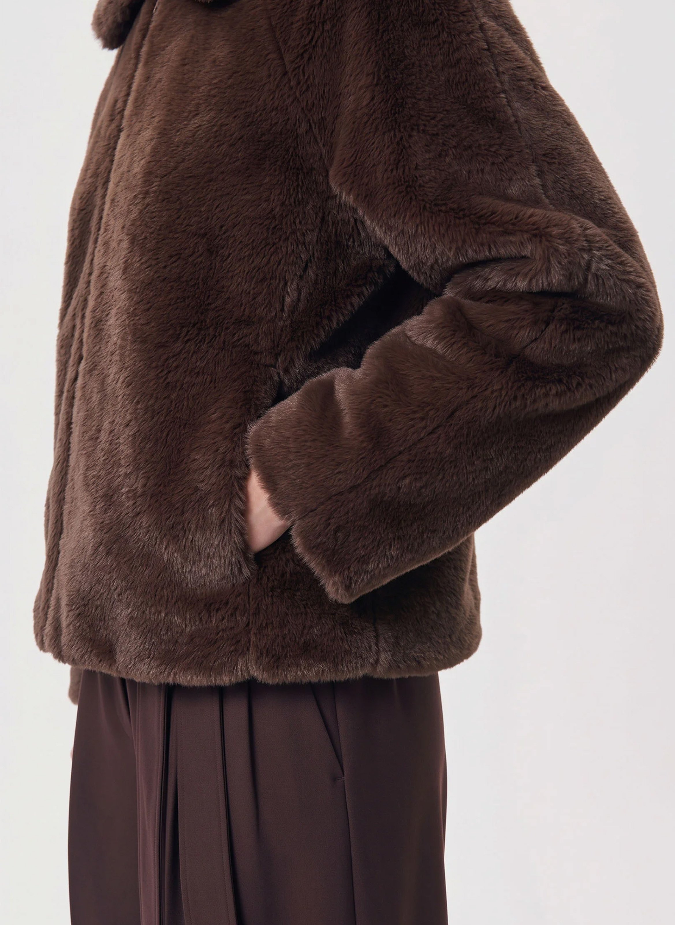 Manteau col classique en fourrure | Marron TARA JARMON Femme
