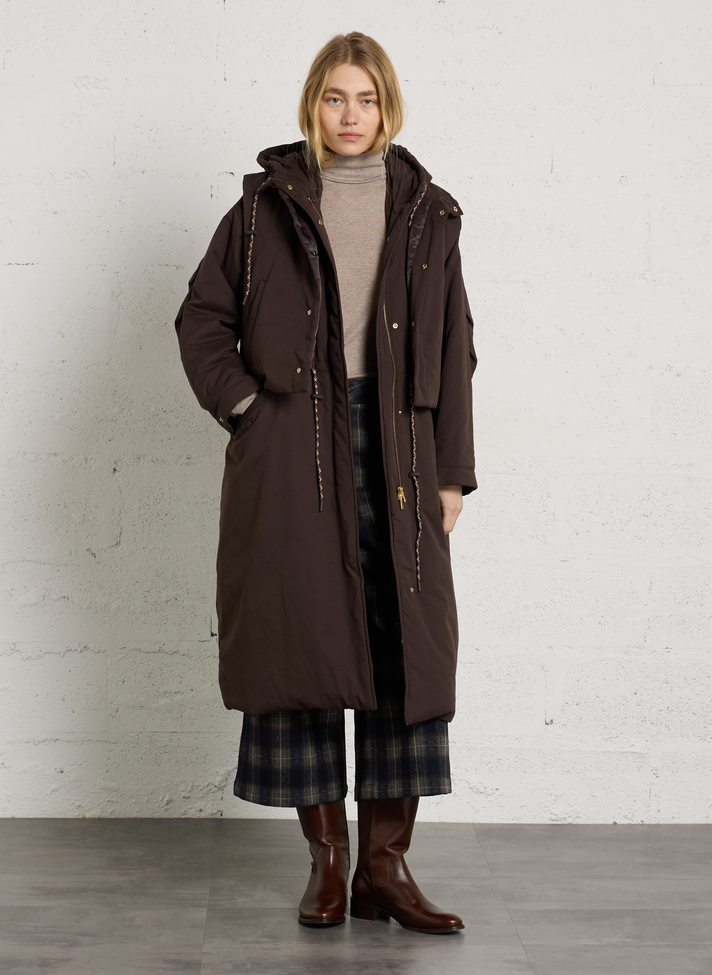 Long puffer jacket with detachable hooded gilet DES PETITS HAUTS