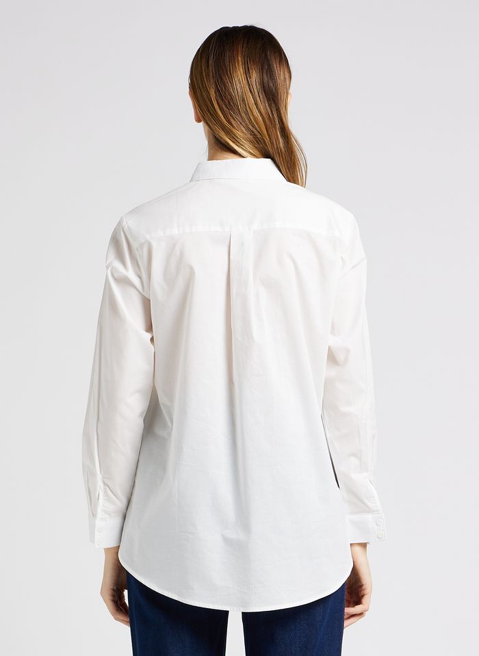 Chemise oversize à poche plaquée, Blanc