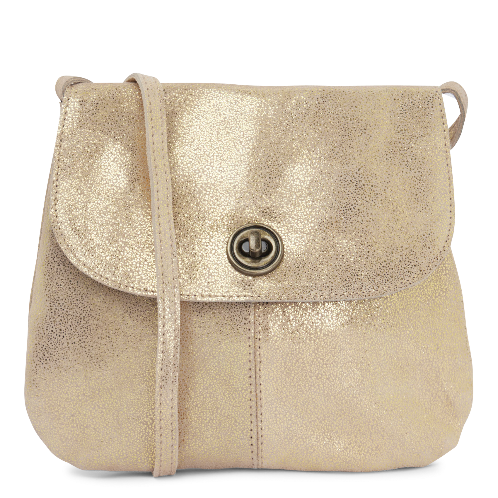 Leather shoulder bag PIECES Golden