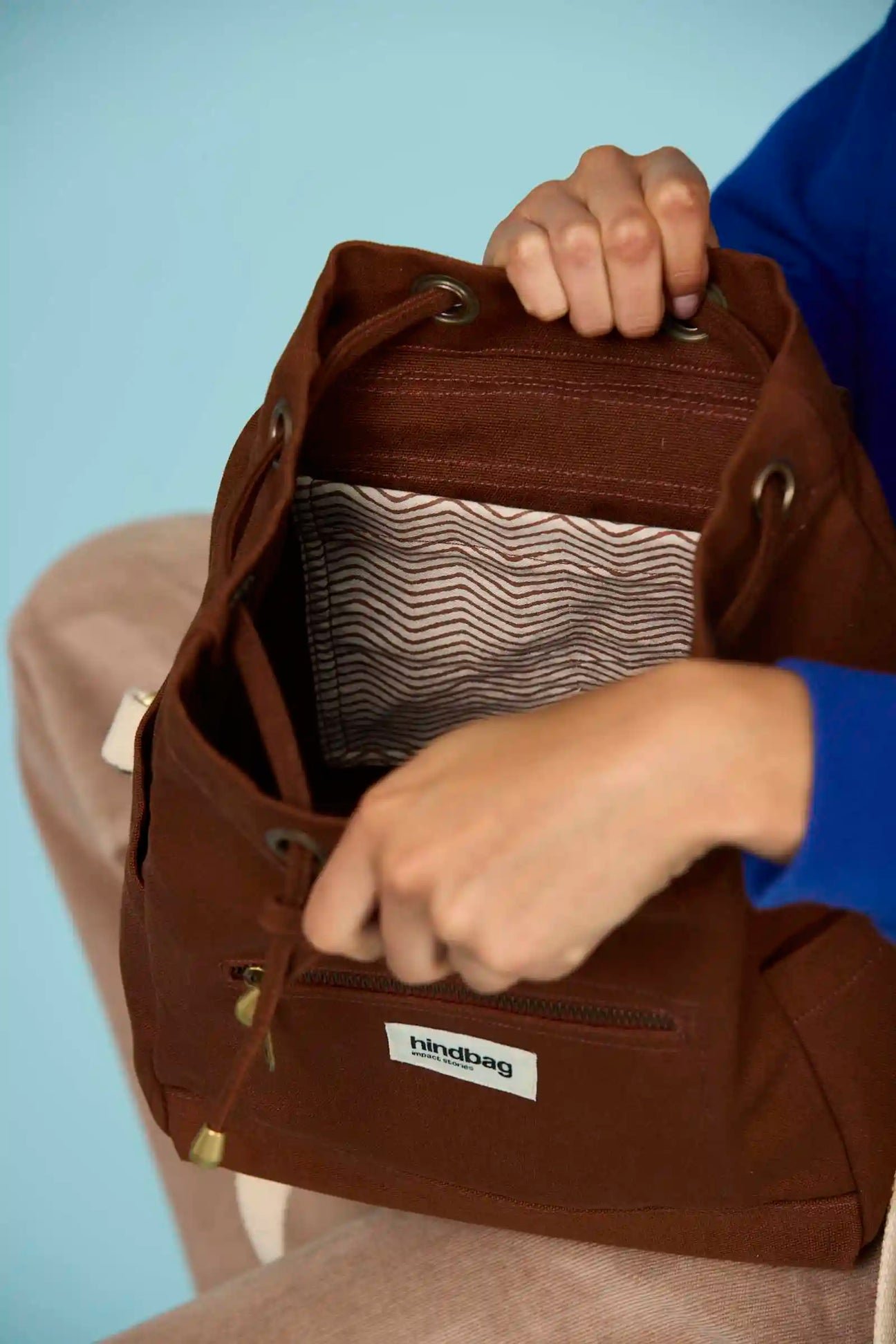 Cotton backpack Brown