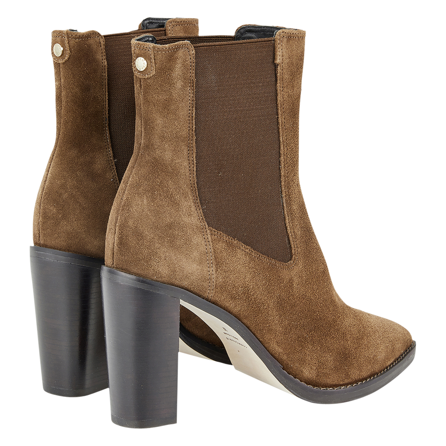 Heeled suede leather mid-calf boots COSMOPARIS Brown