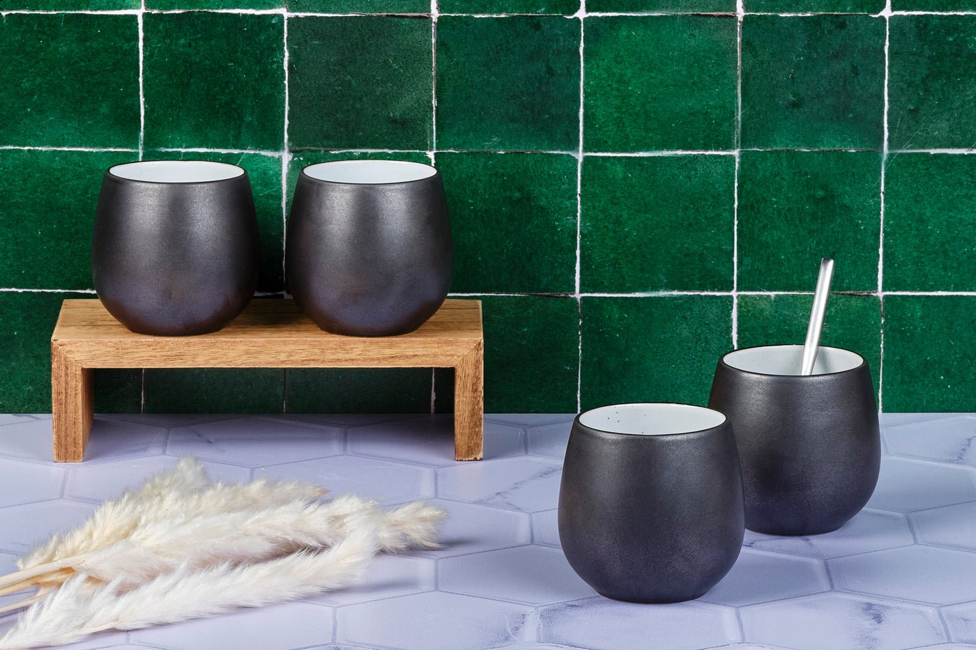 Gourmet mug 40cl - 4 pieces - onyx BJORN Black