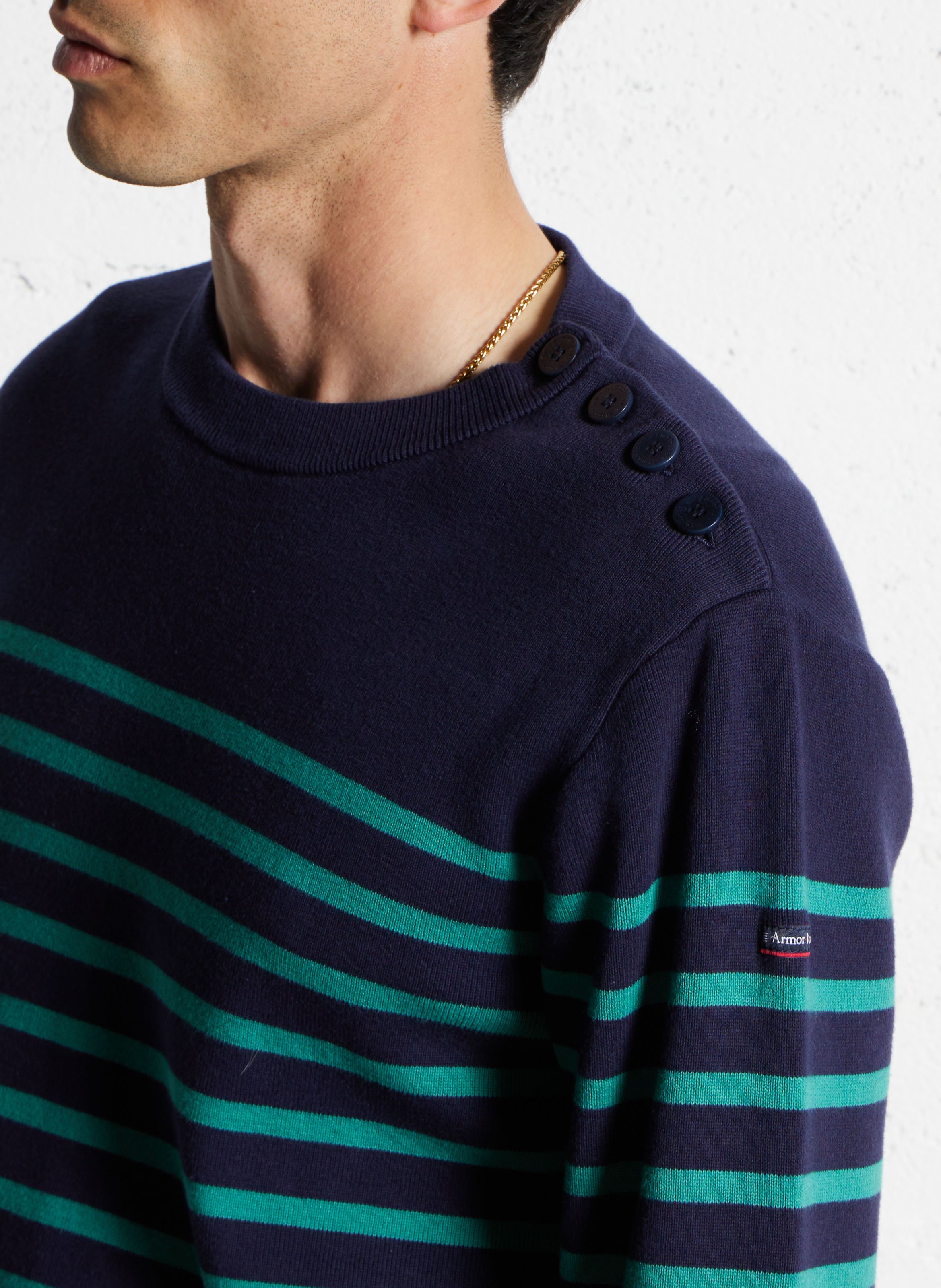 Marinière col rond slim-fit en maille de coton ARMOR LUX Multicolore