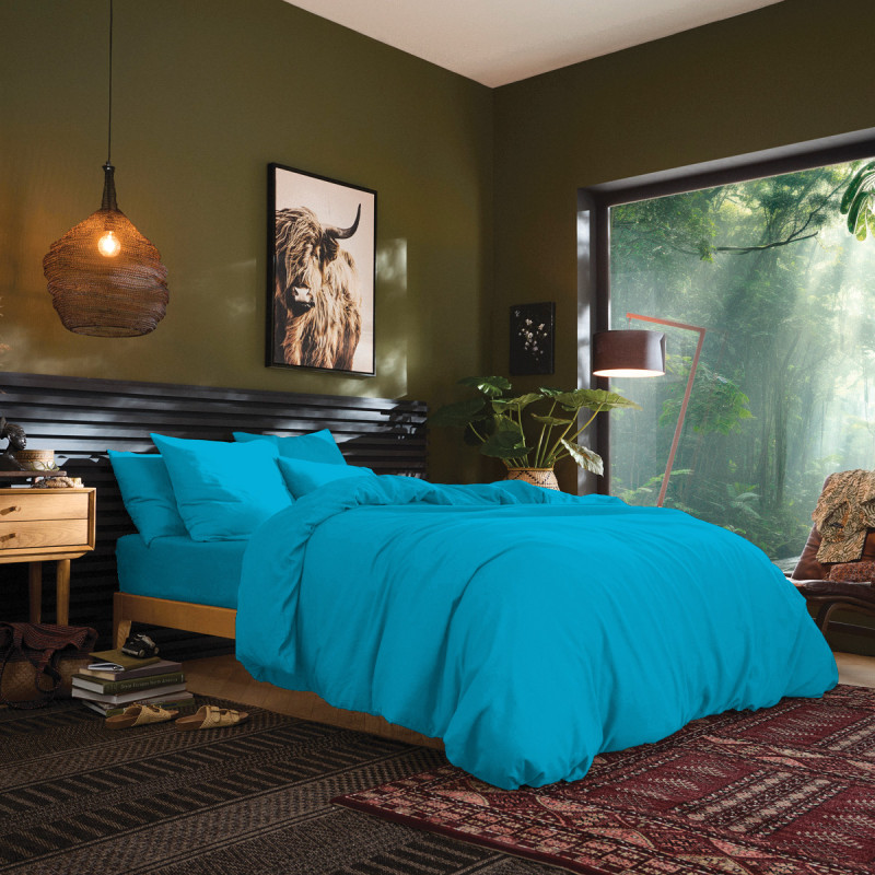 260 x 240 cm "premium" duvet cover for king size bed COTON PUR Blue