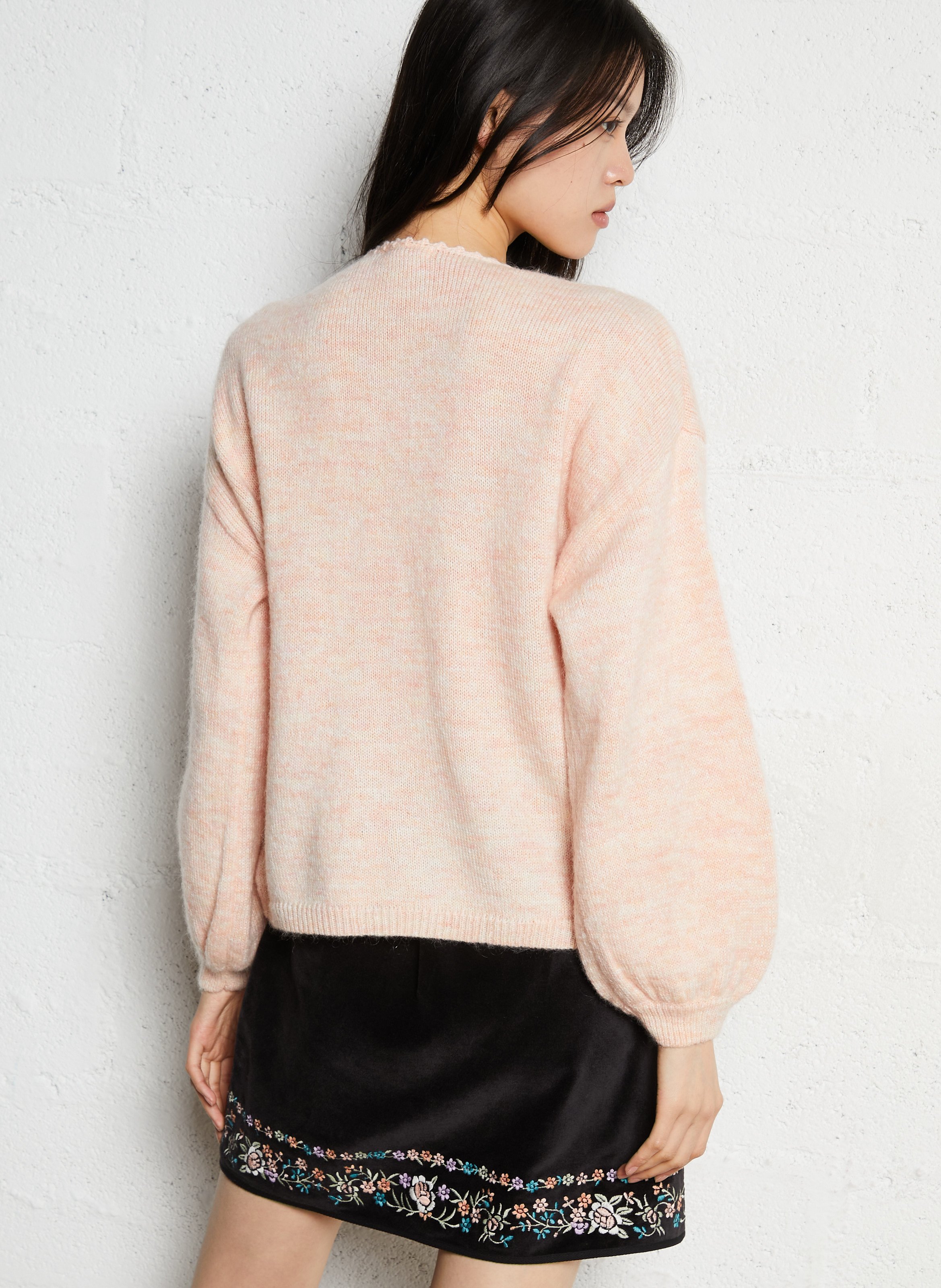 Oversized cardigan with floral embroidery LOUISE MISHA Pink