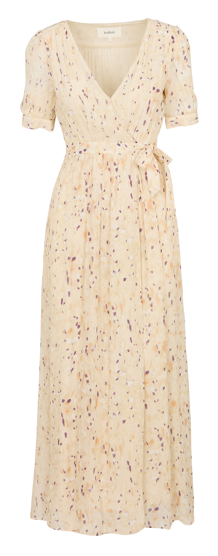 Robe longue col v imprimée  BA&SH Beige