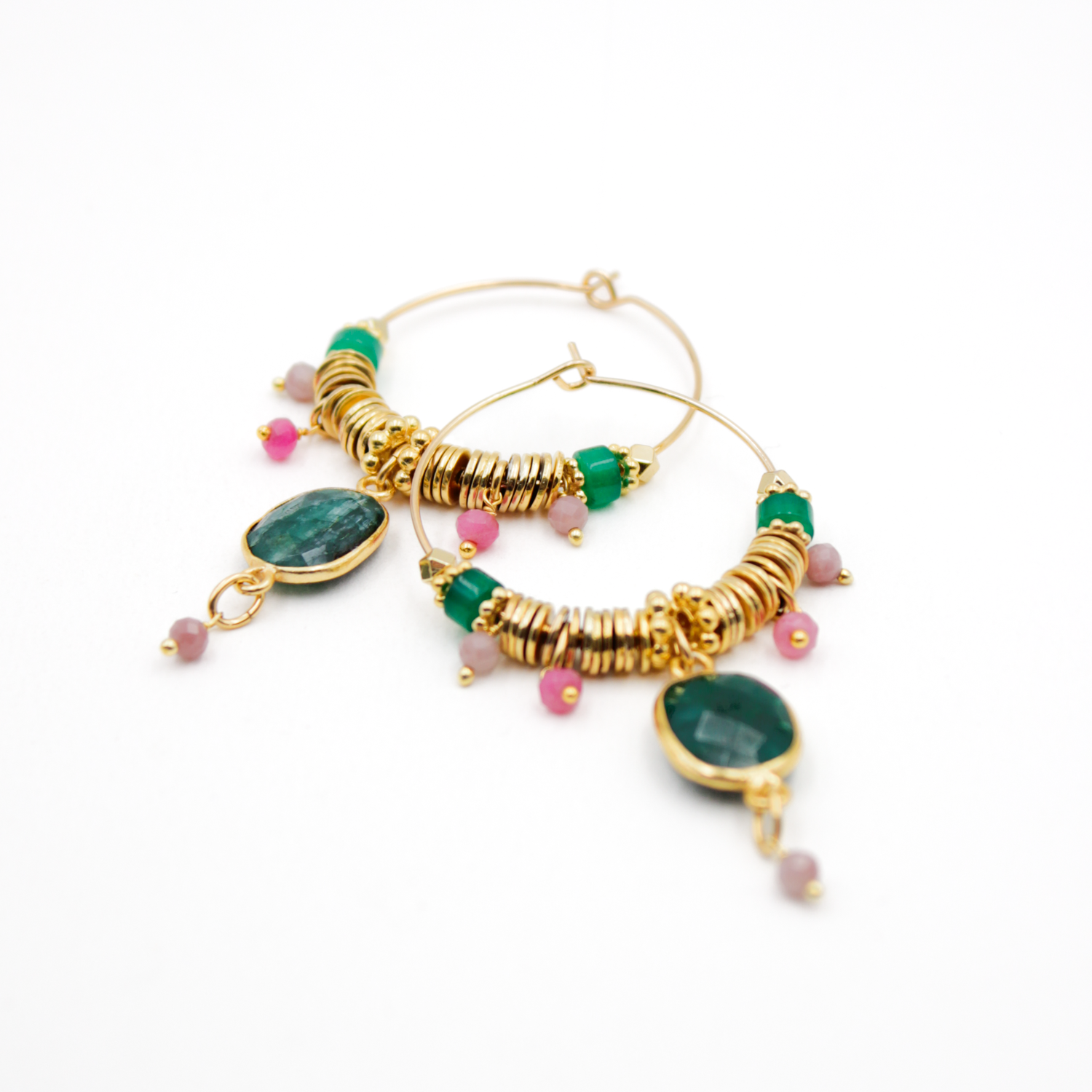 Stones Hoop Earrings - Christelle L'ATELIER DES DAMES Golden