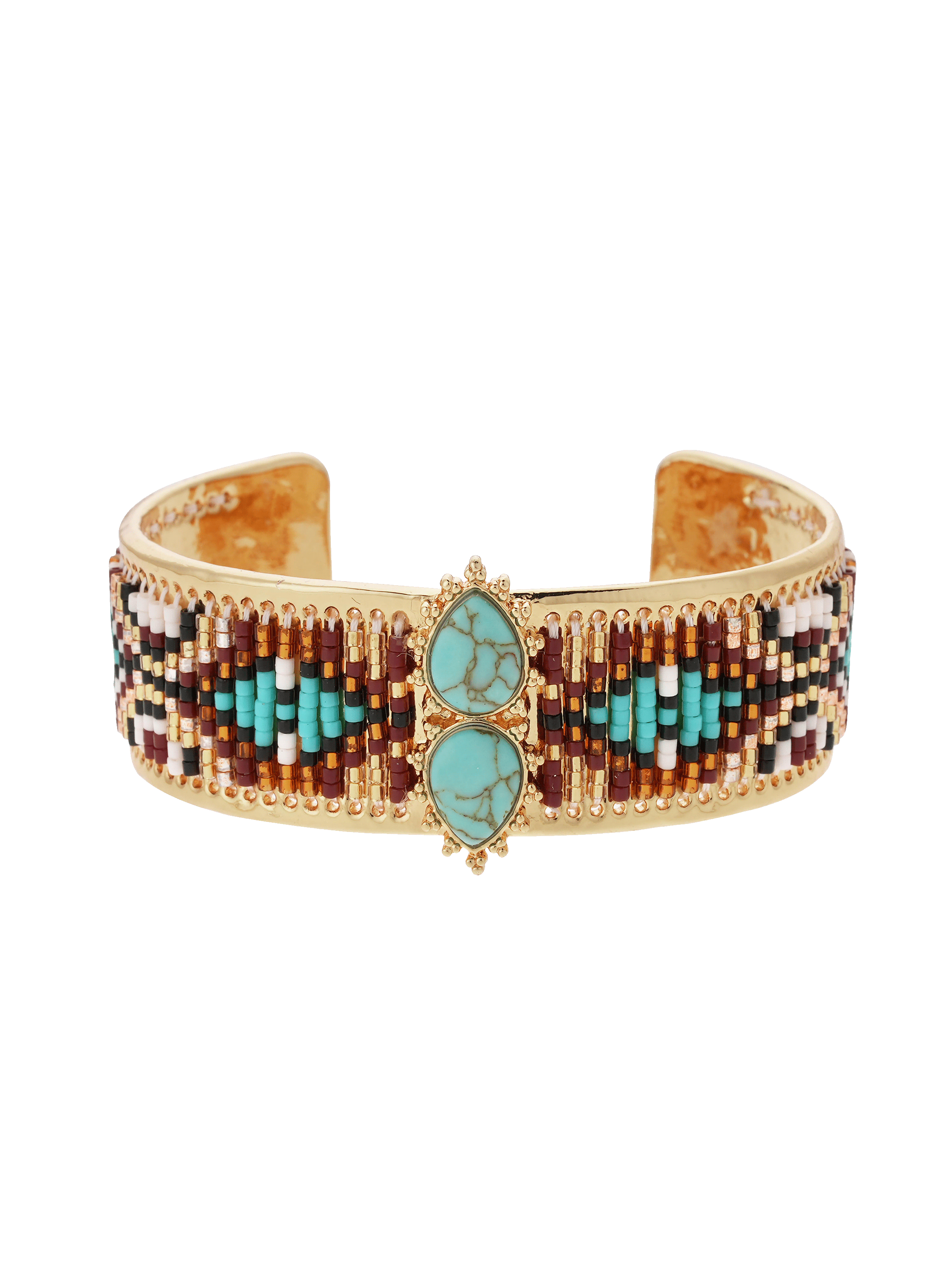 Bangle bracelet with woven beads HIPANEMA Blue